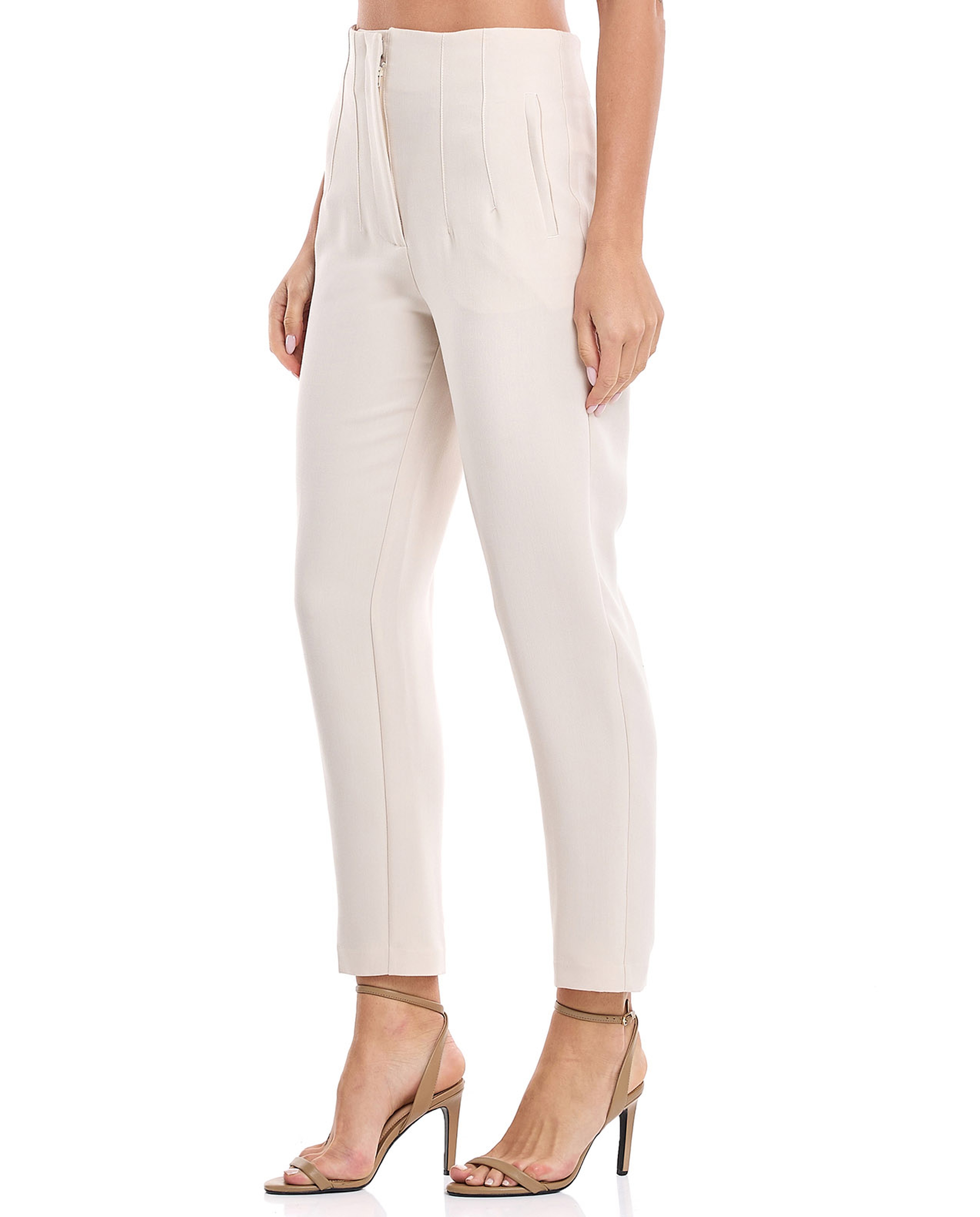 Solid Tapered Fit Trousers