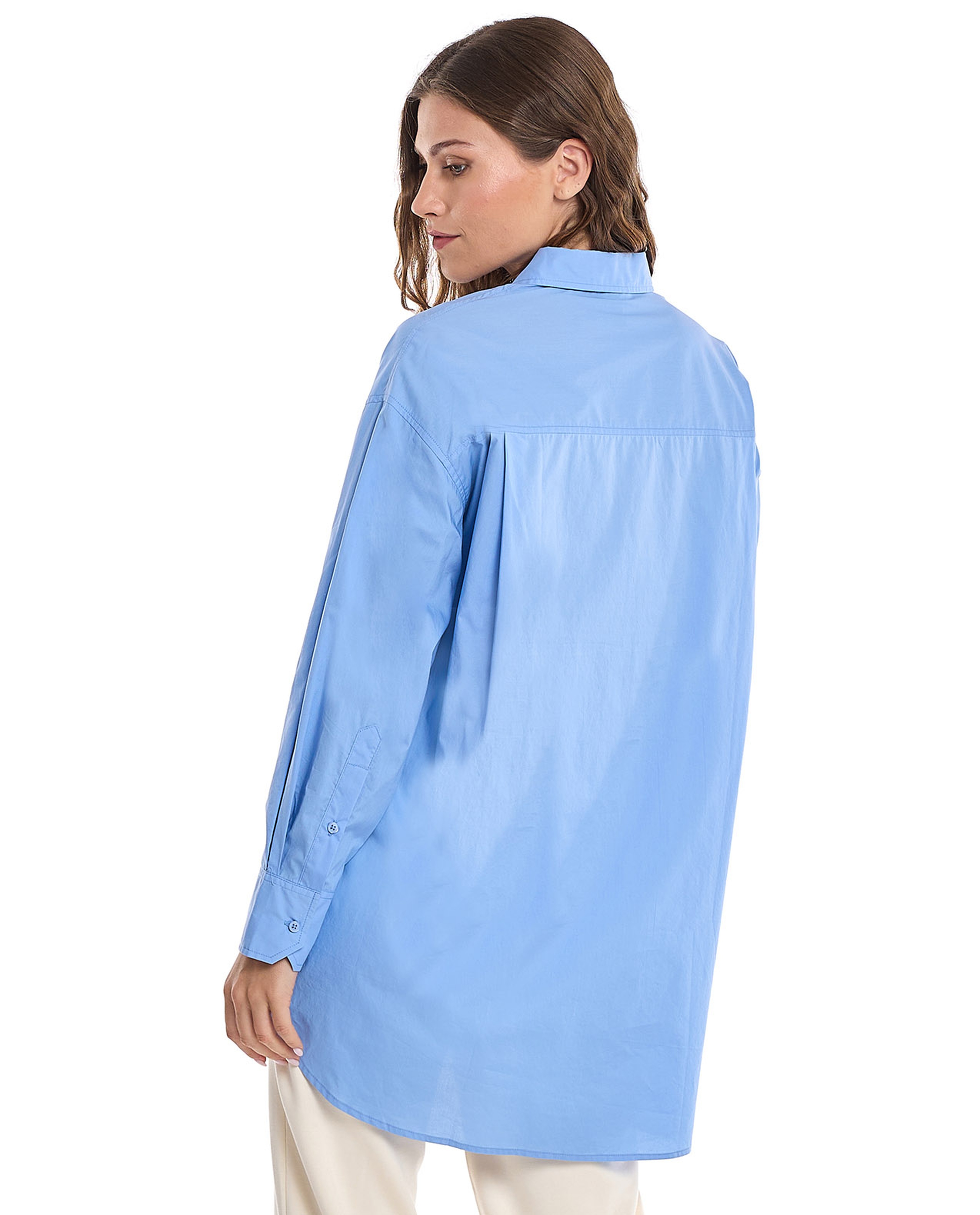 Solid Shirt Tunic with Long Sleeves