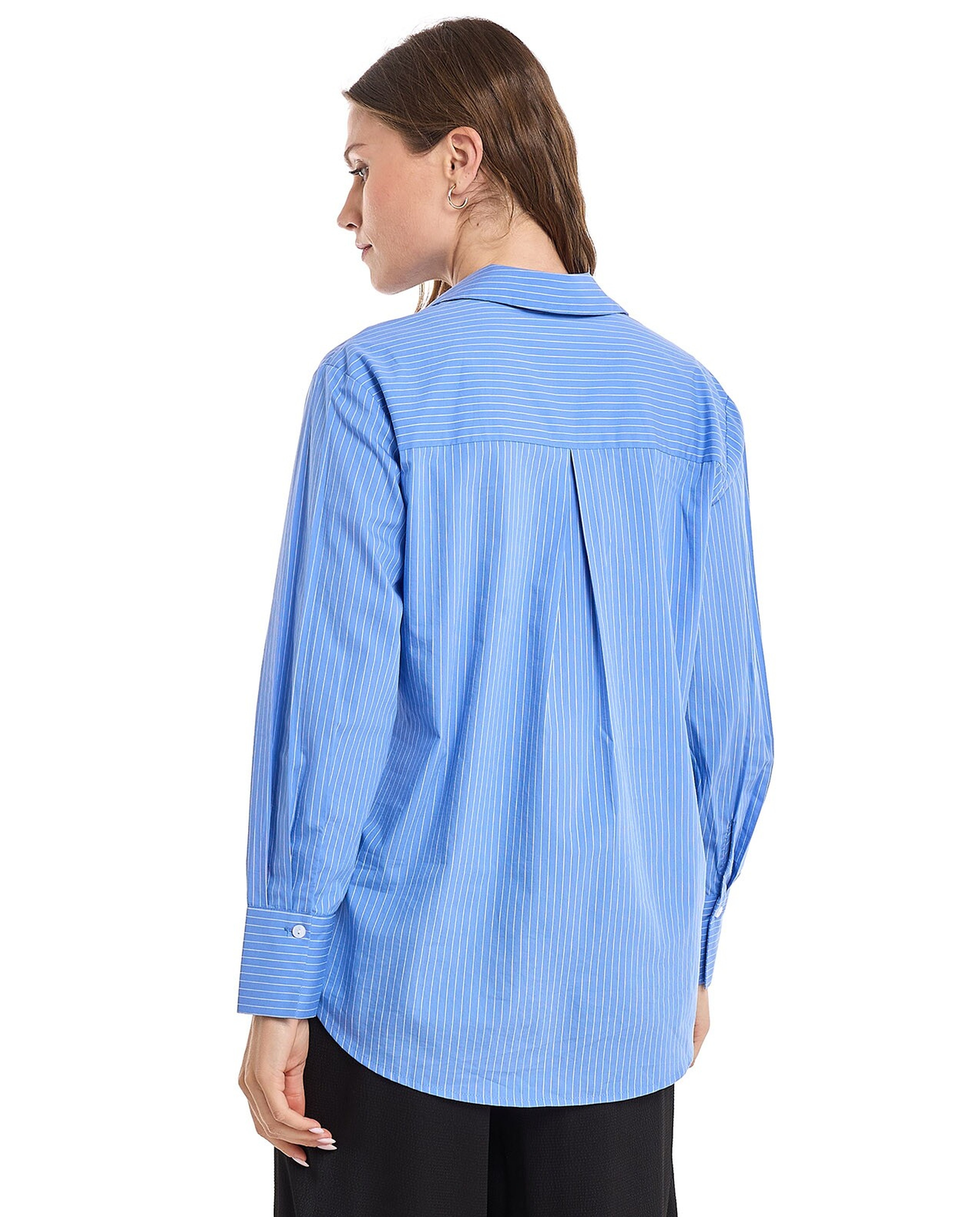 Striped Shirt with Classic Collar and Long Sleeves