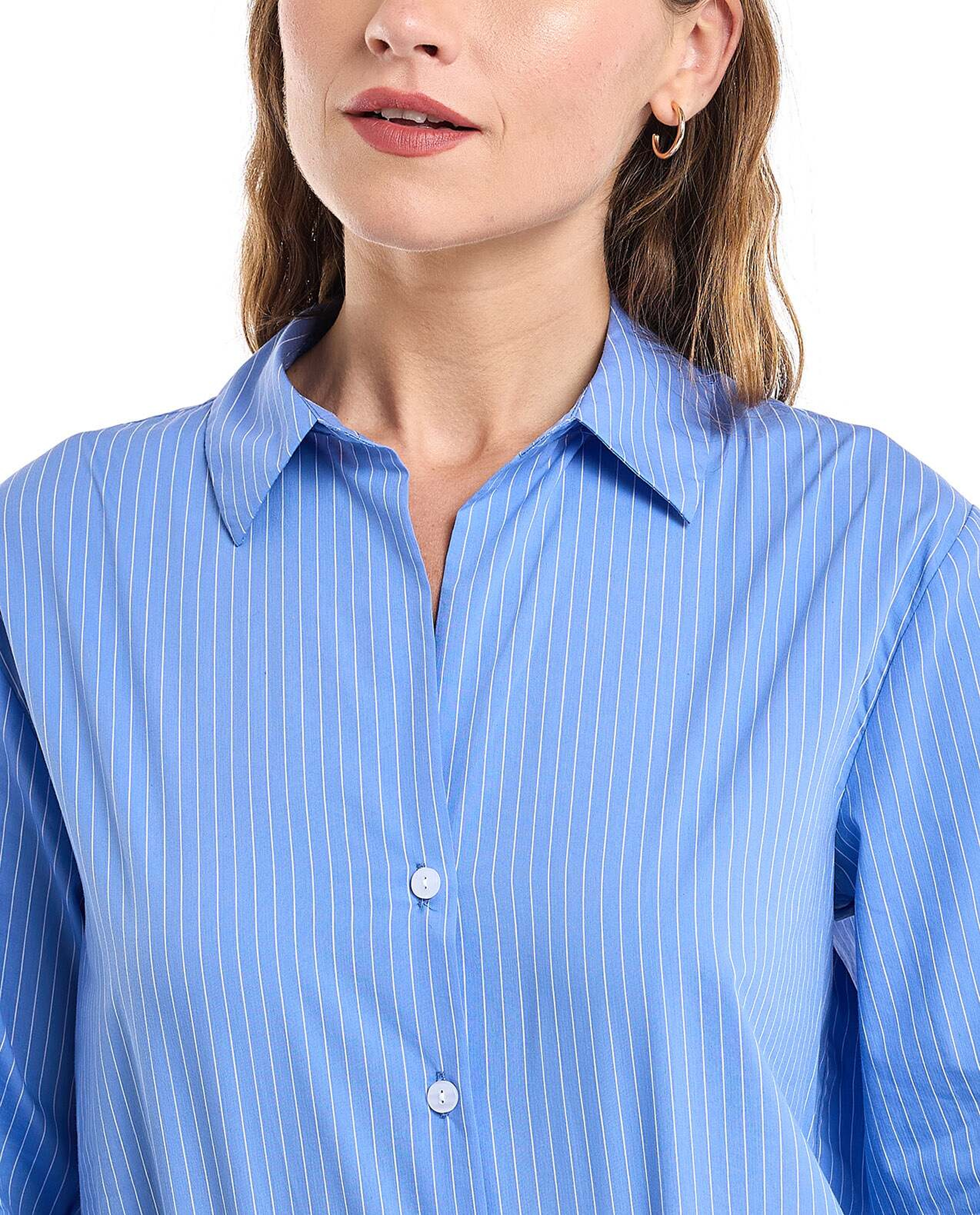 Striped Shirt with Classic Collar and Long Sleeves