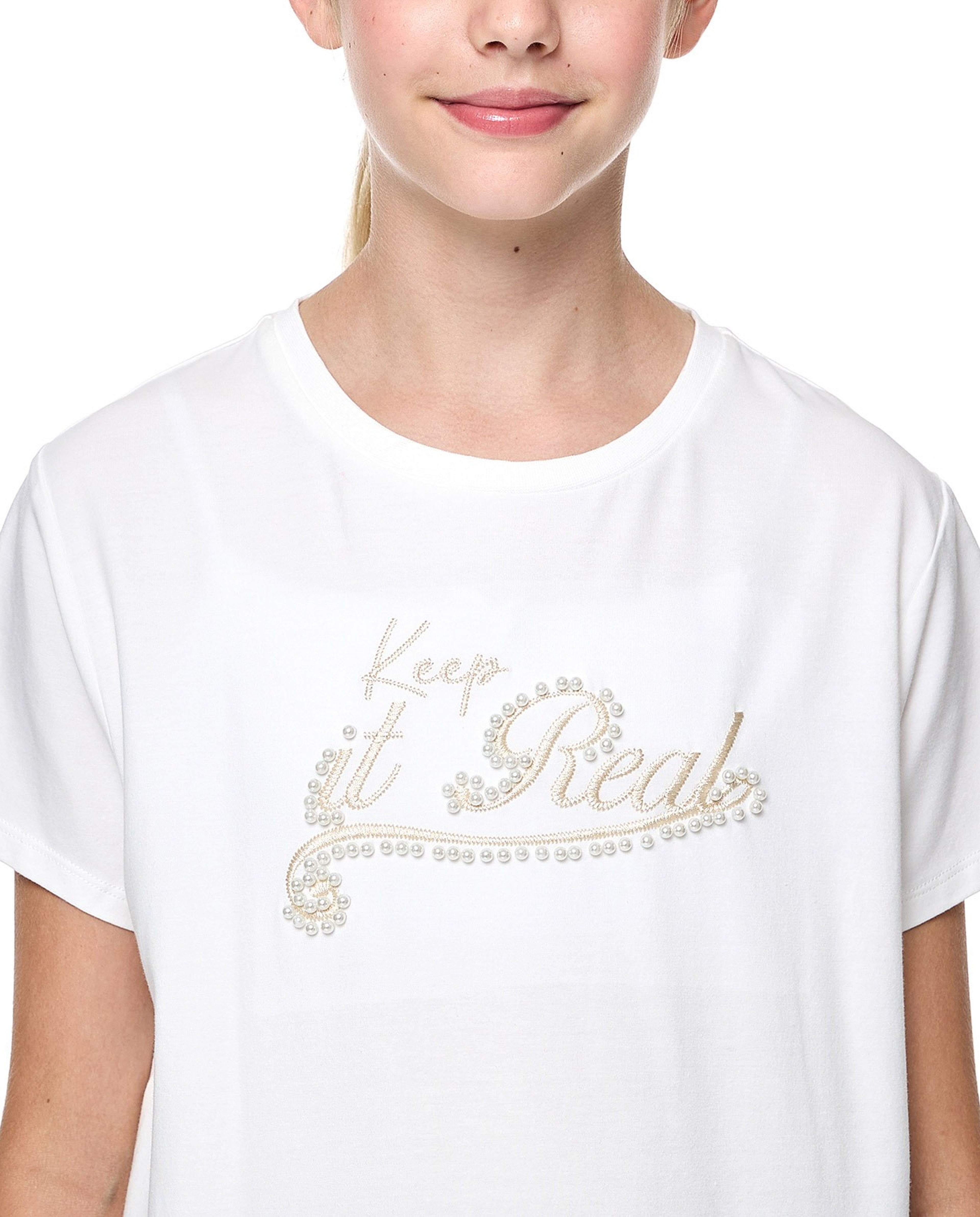 Embroidered T-Shirt with Crew Neck and Short Sleeves