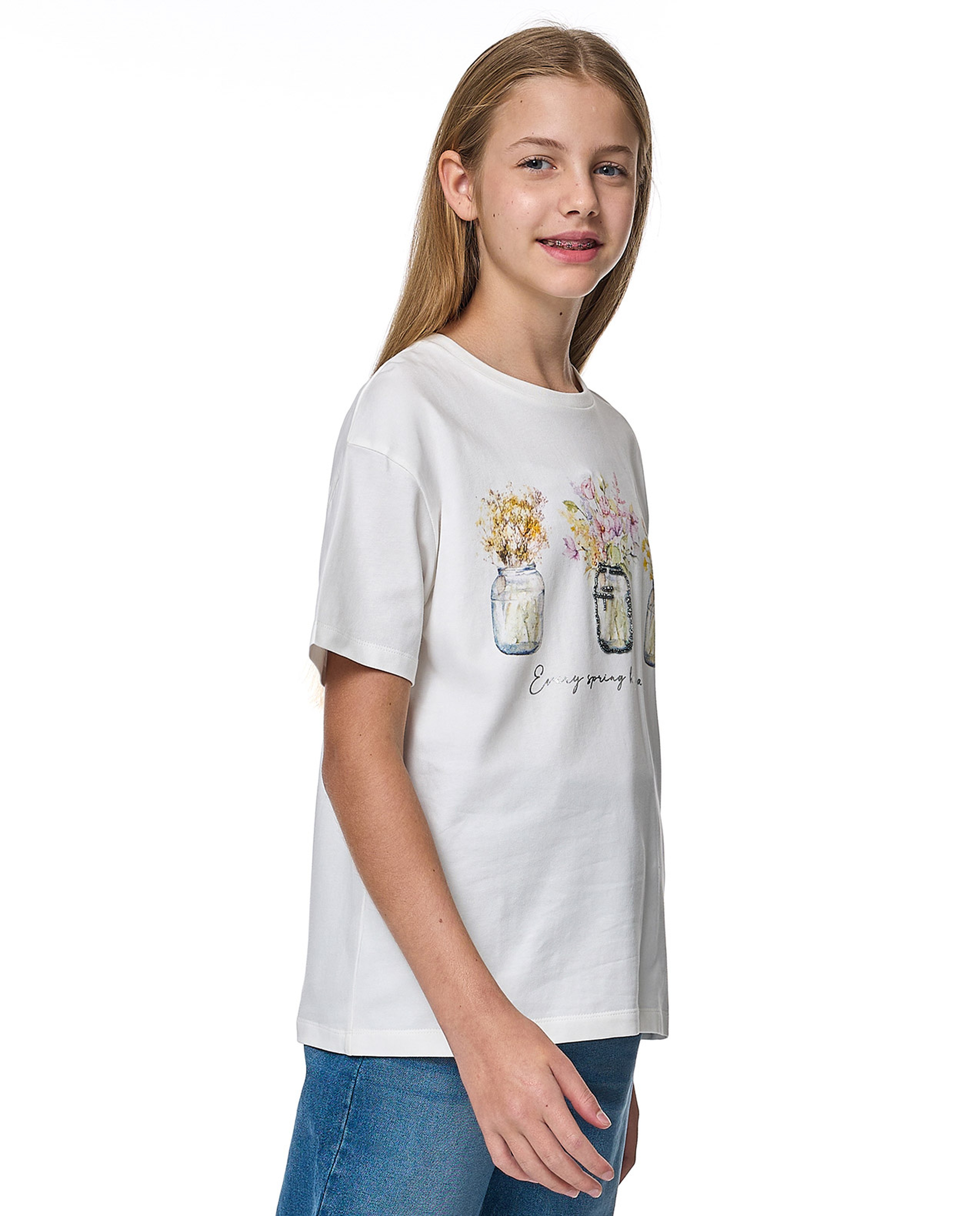 Graphic Print T-Shirt with Crew Neck and Short Sleeves