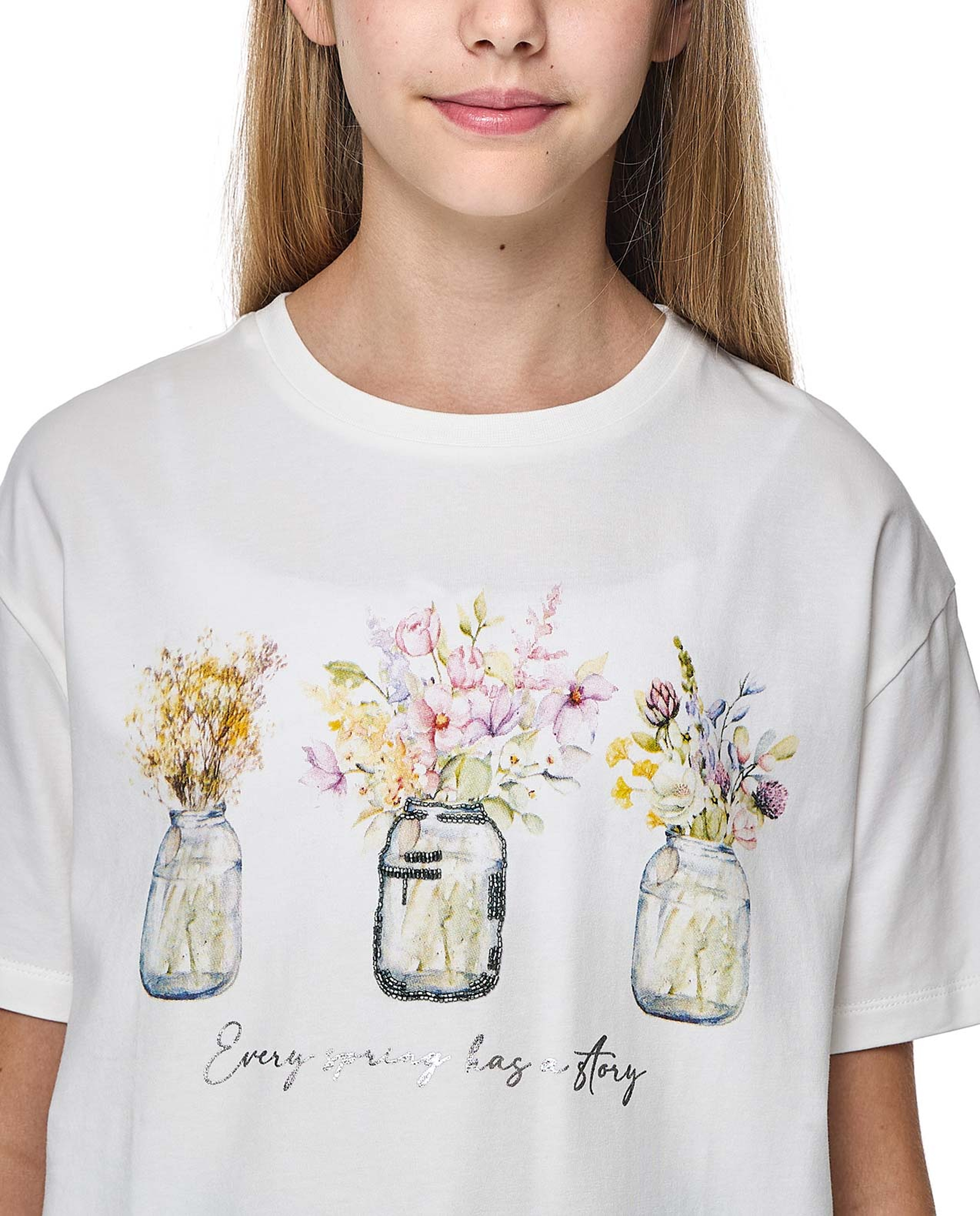 Graphic Print T-Shirt with Crew Neck and Short Sleeves