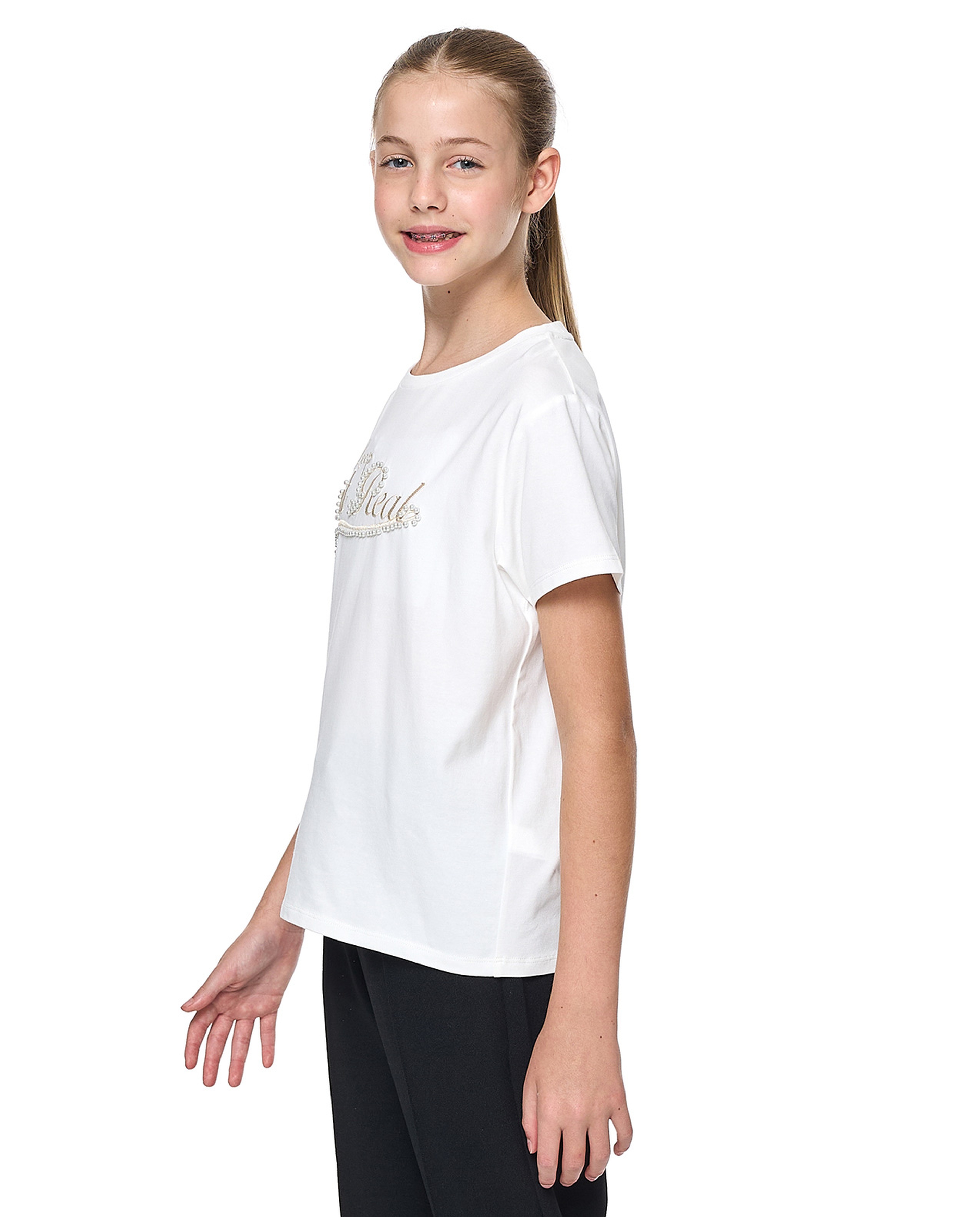 Embroidered T-Shirt with Crew Neck and Short Sleeves