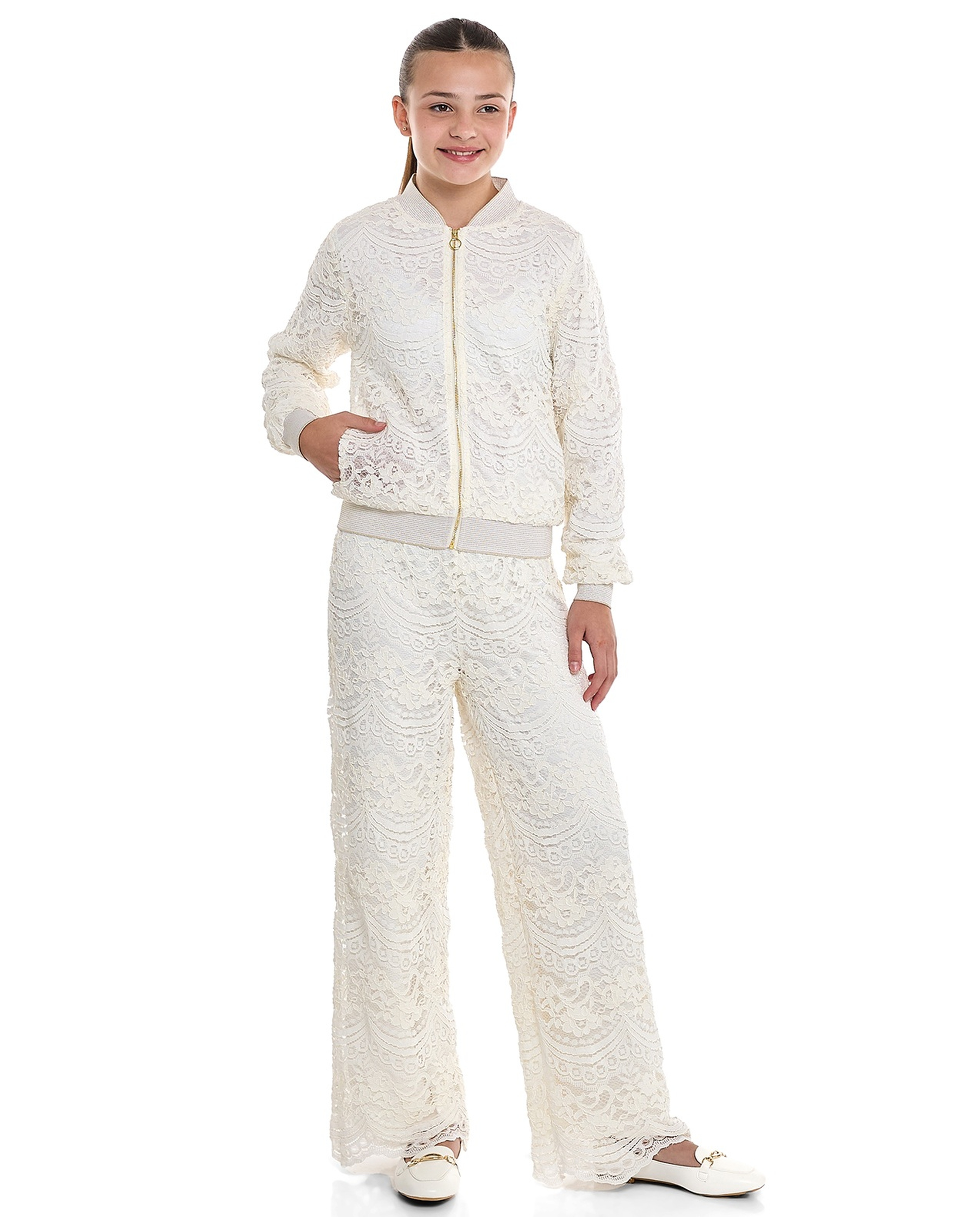 Lace Jacket with Zipper Closure