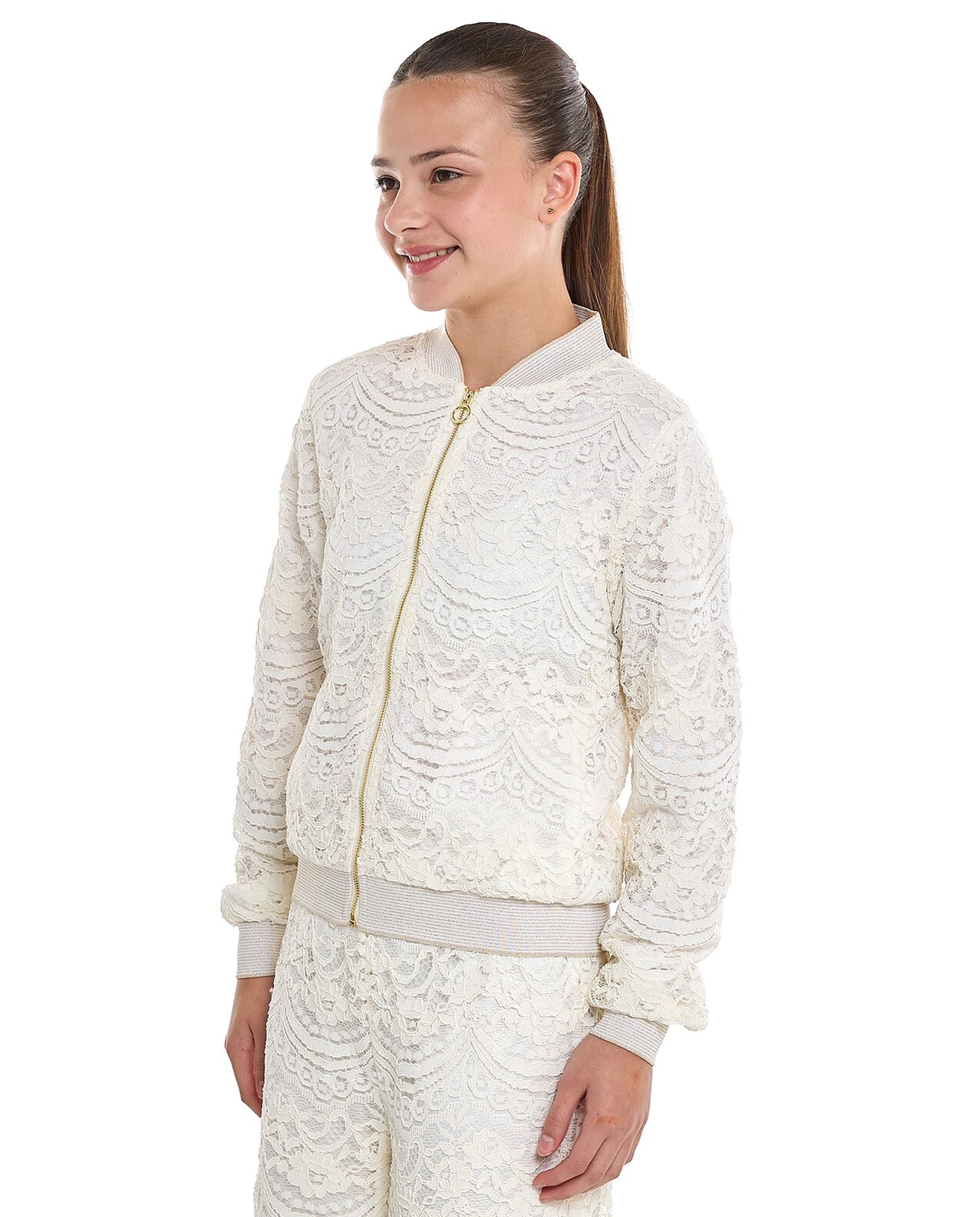 Lace Jacket with Zipper Closure