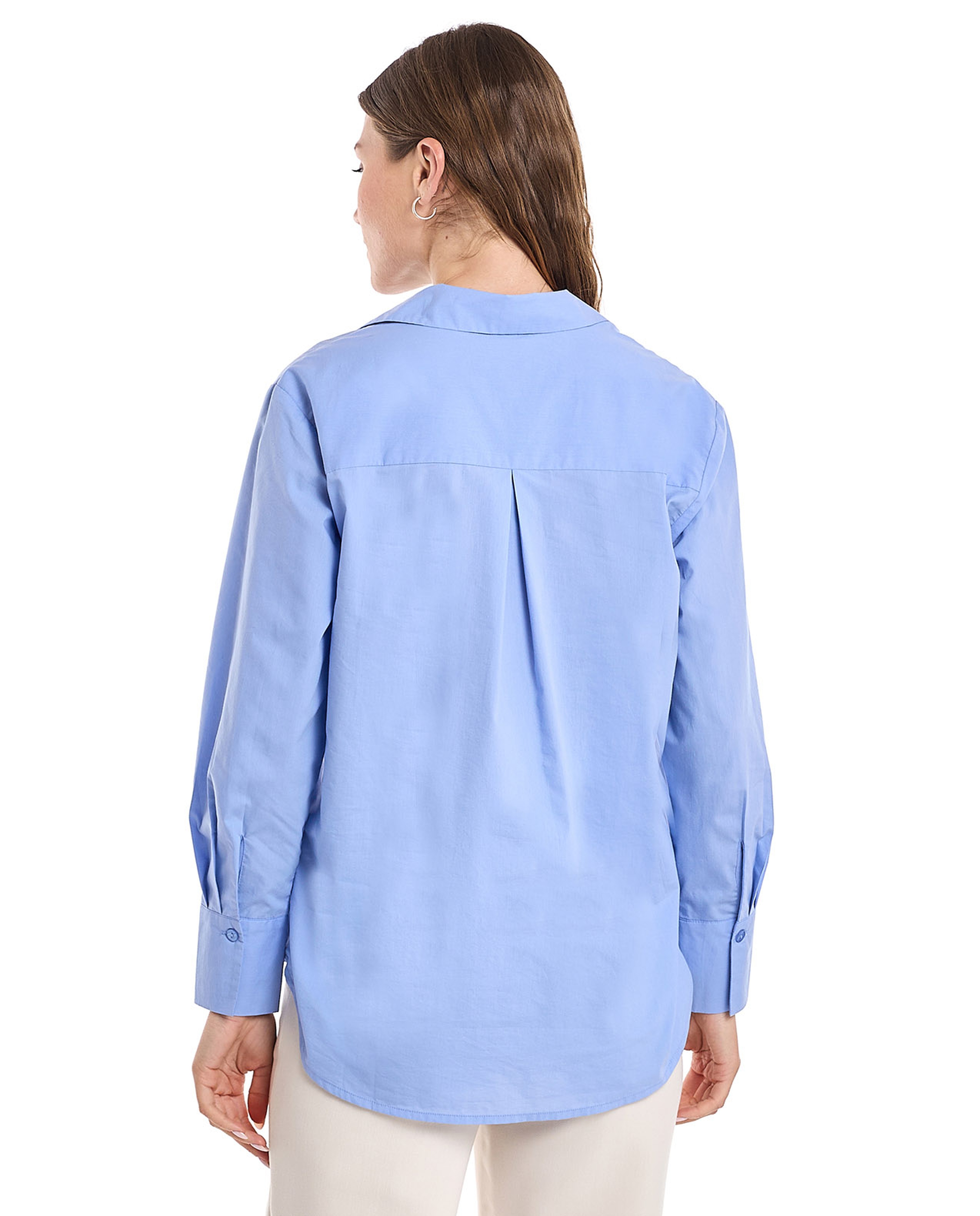 Solid Shirt with Classic Collar and Long Sleeves