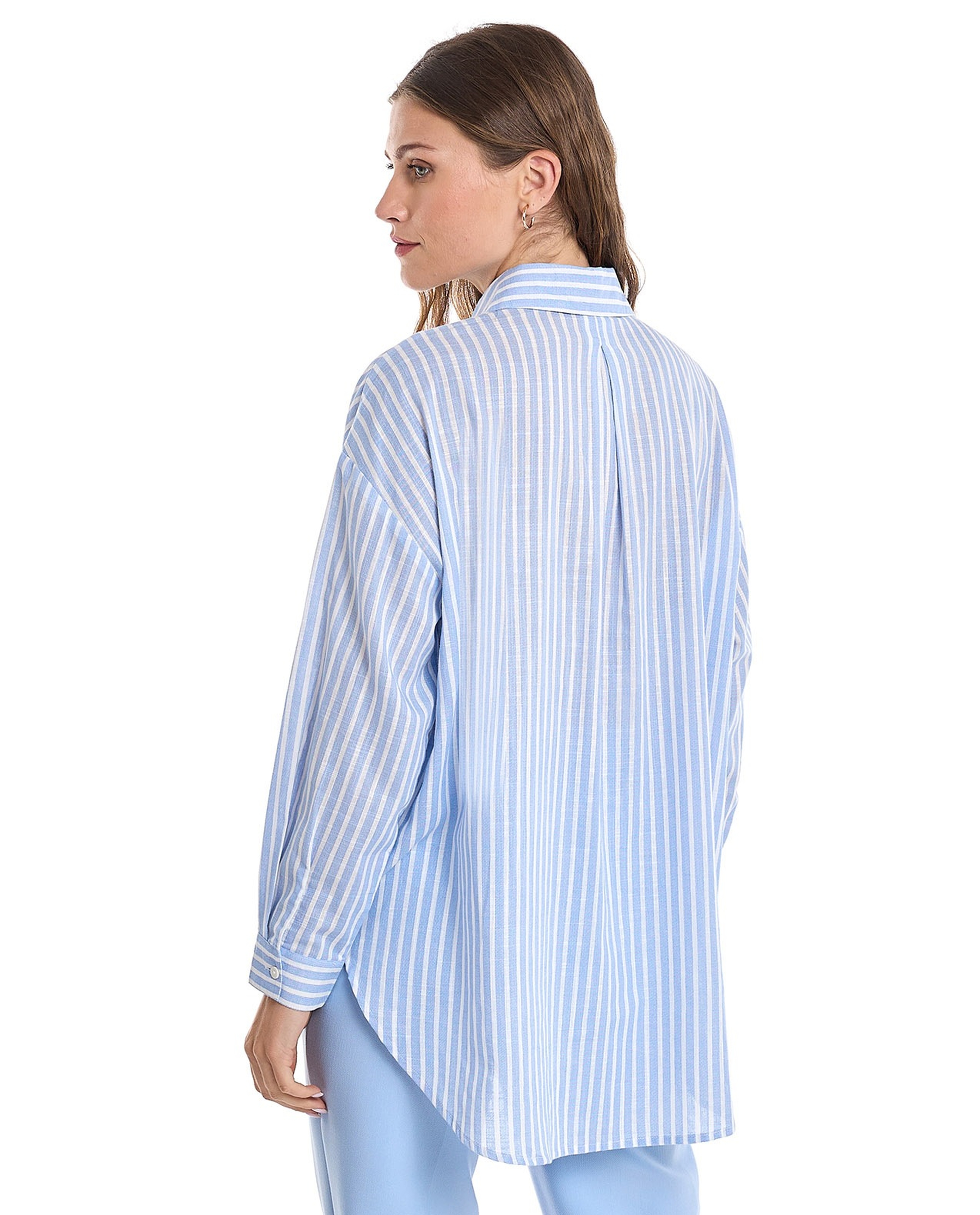 Striped Shirt with Classic Collar and Long Sleeves