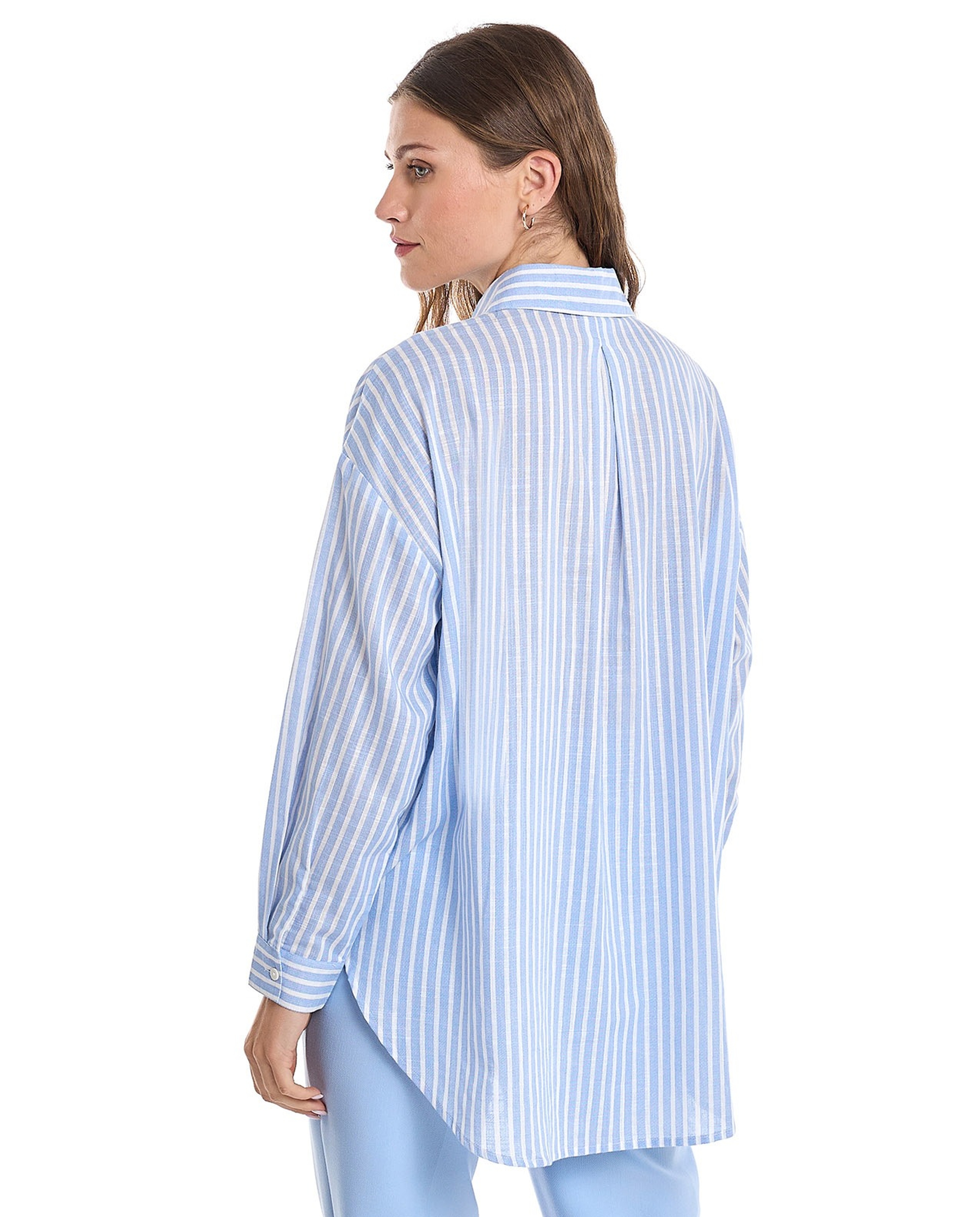 Striped Shirt with Classic Collar and Long Sleeves