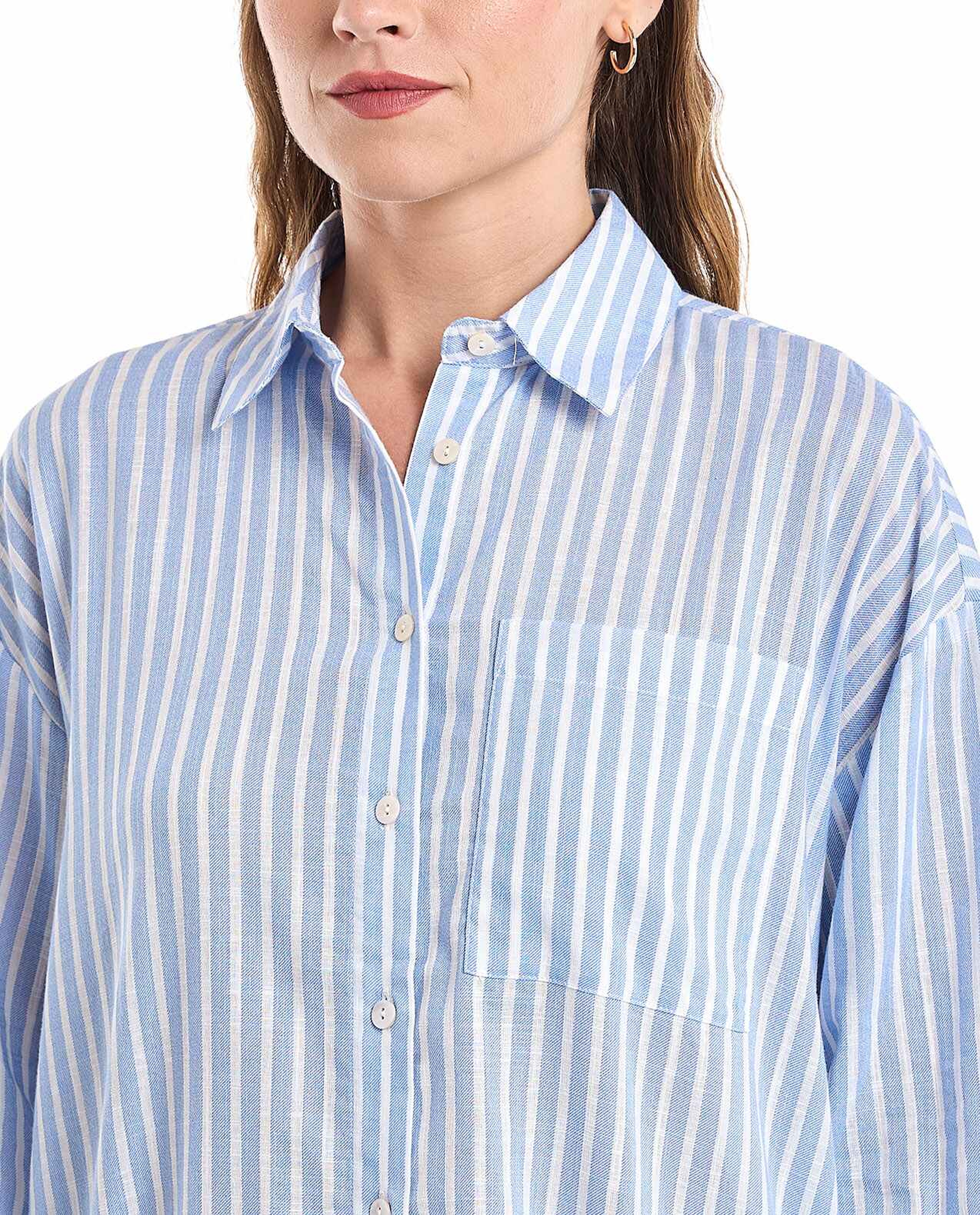 Striped Shirt with Classic Collar and Long Sleeves
