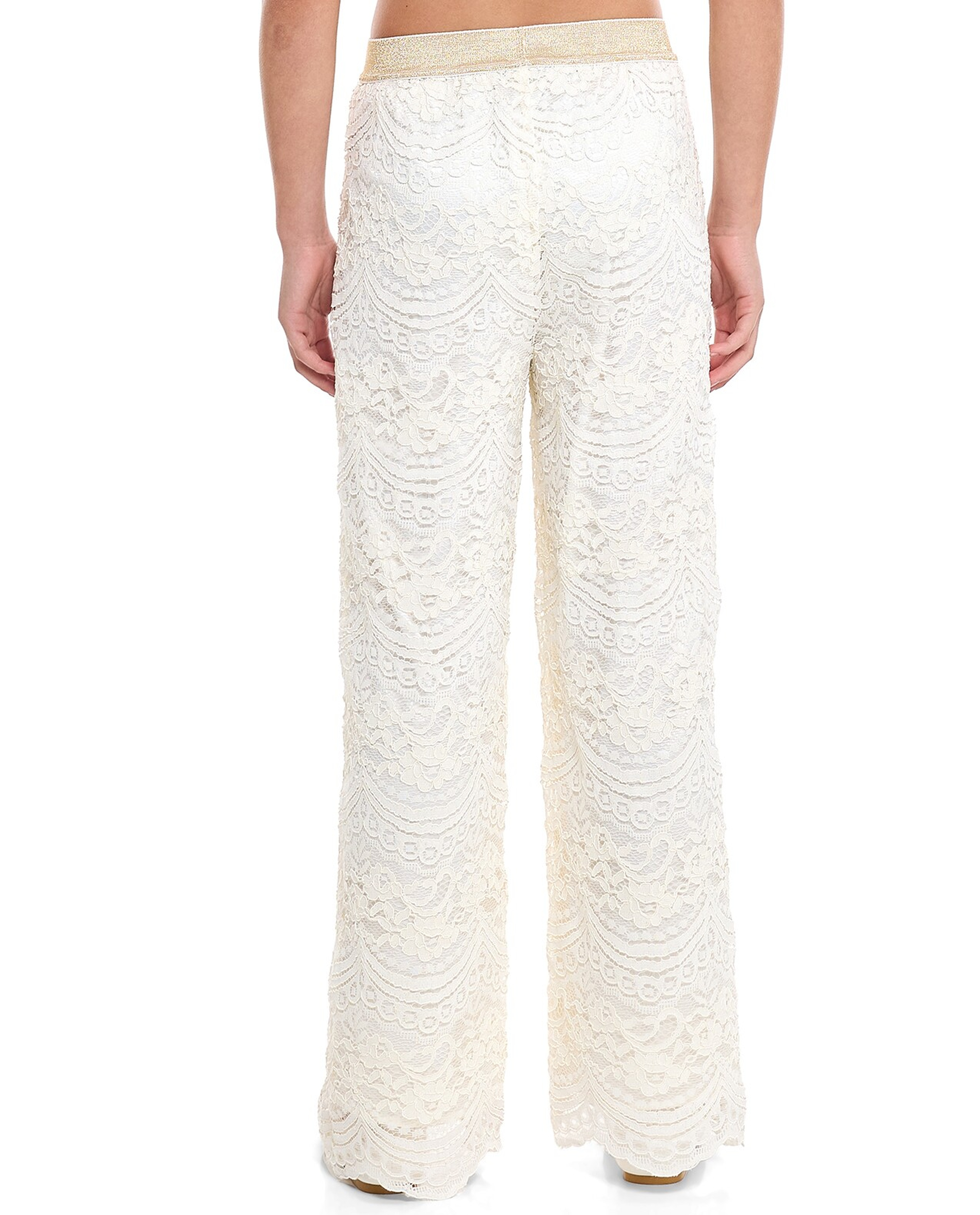 Lace Wide Leg Pants with Elastic Waist