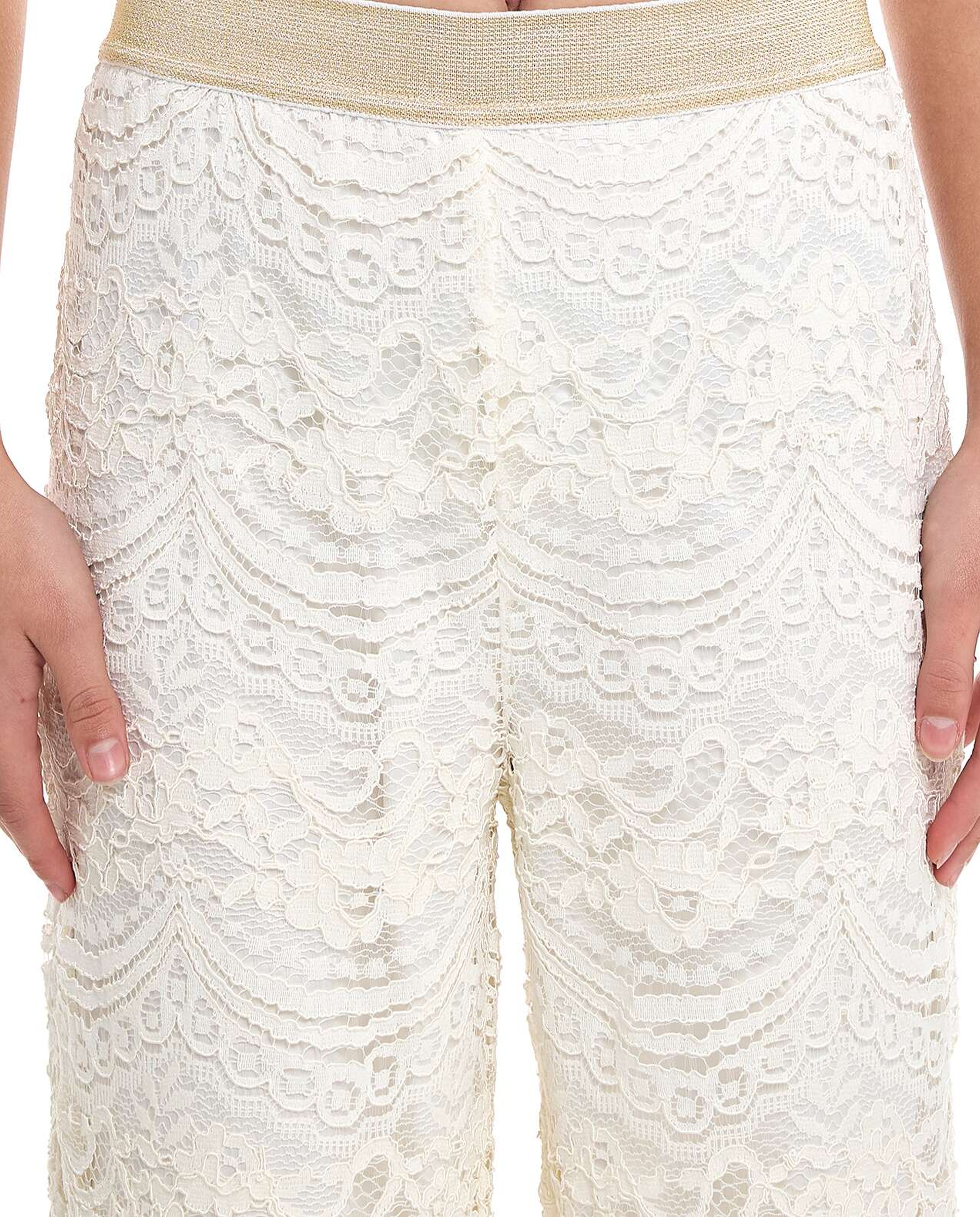 Lace Wide Leg Pants with Elastic Waist