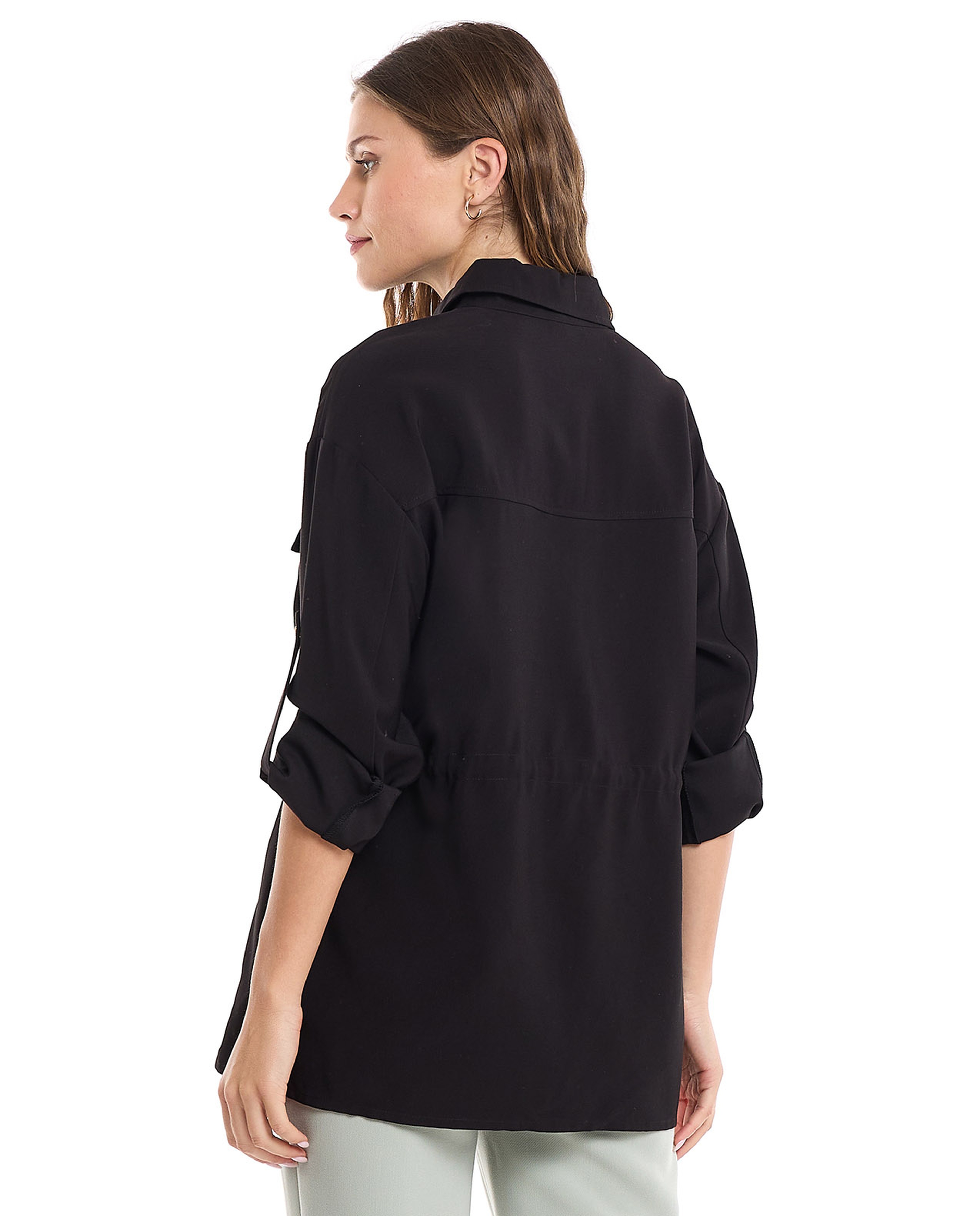 Solid Jacket with Snap Button Closure