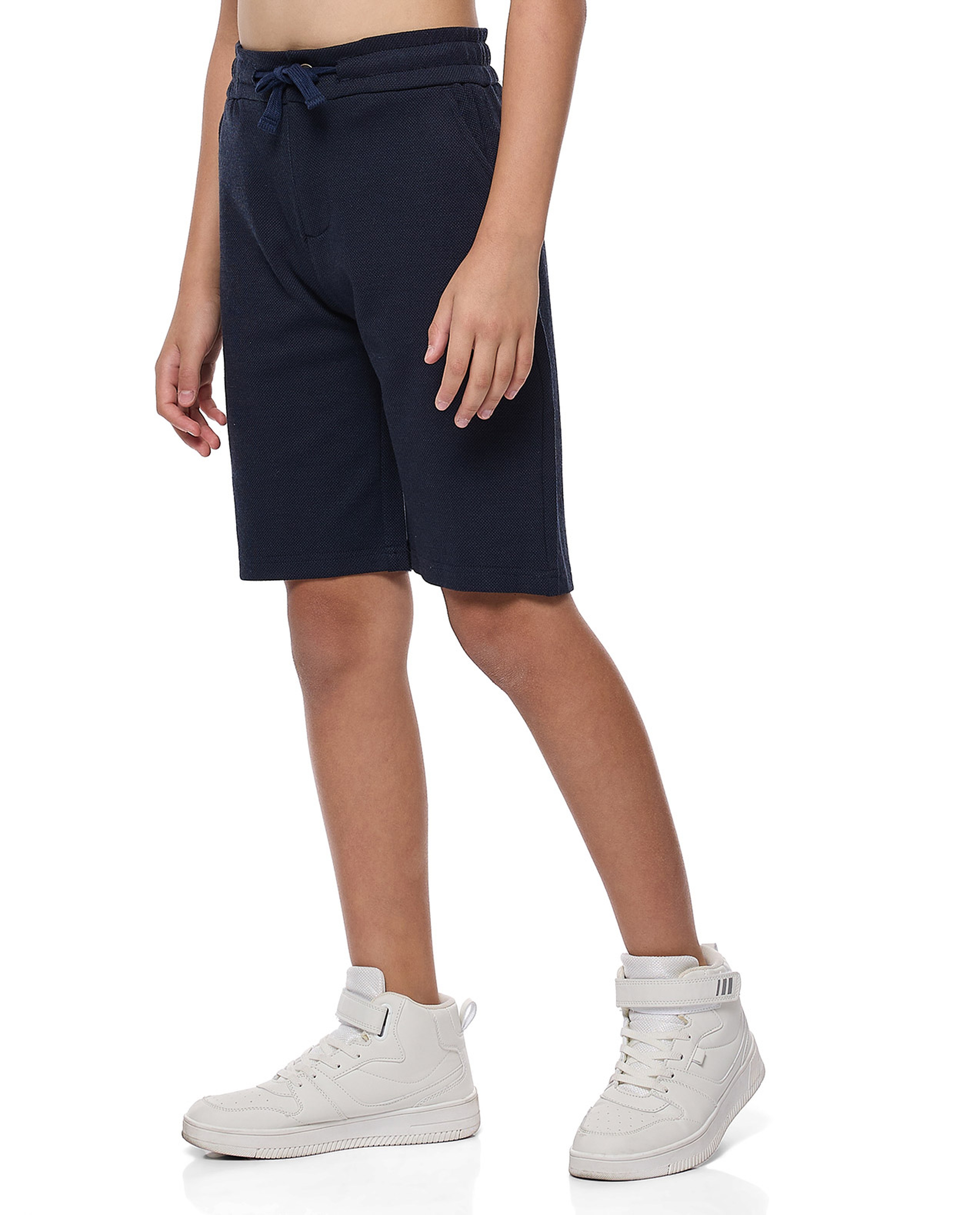 Textured Shorts with Drawstring Waist