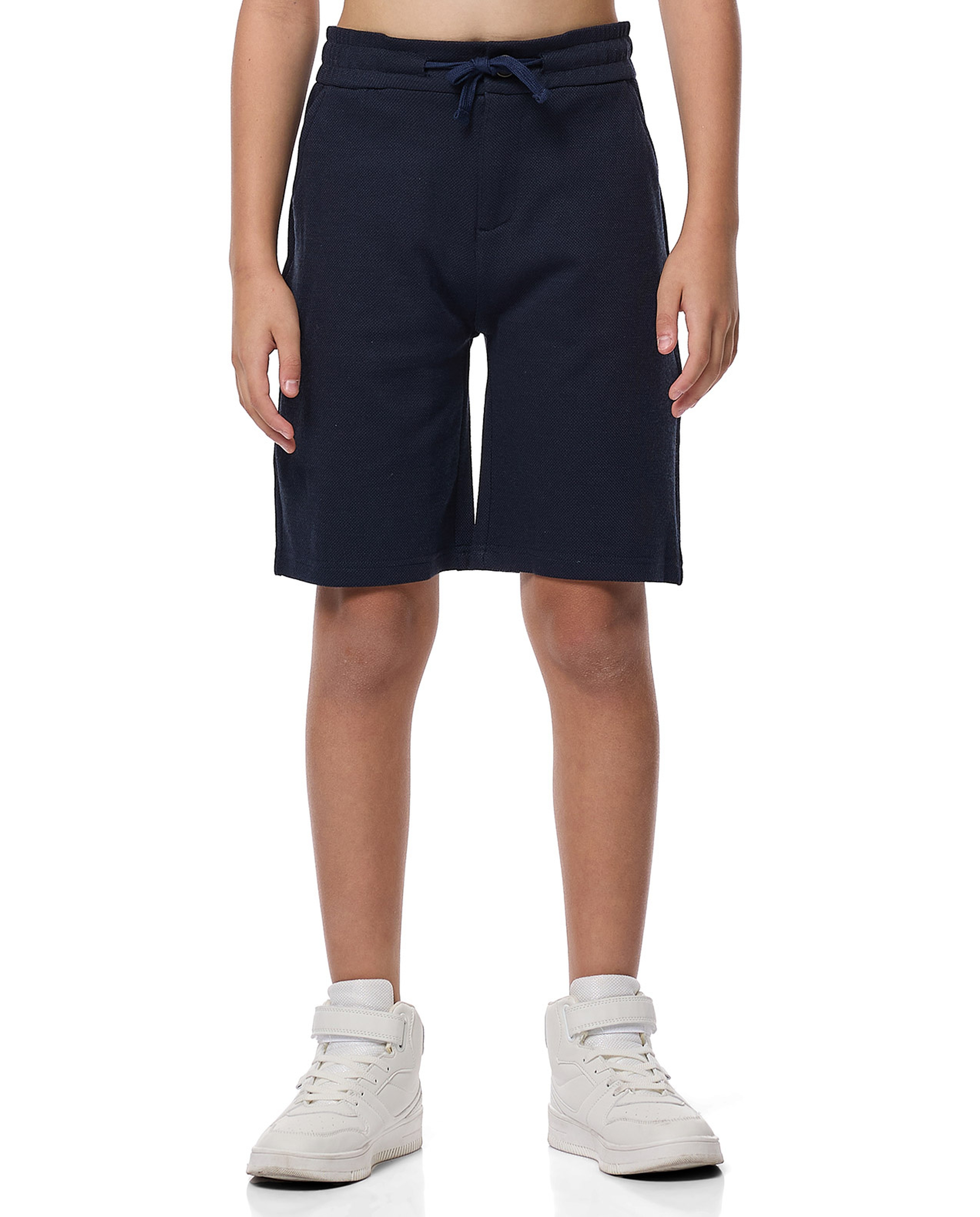 Textured Shorts with Drawstring Waist