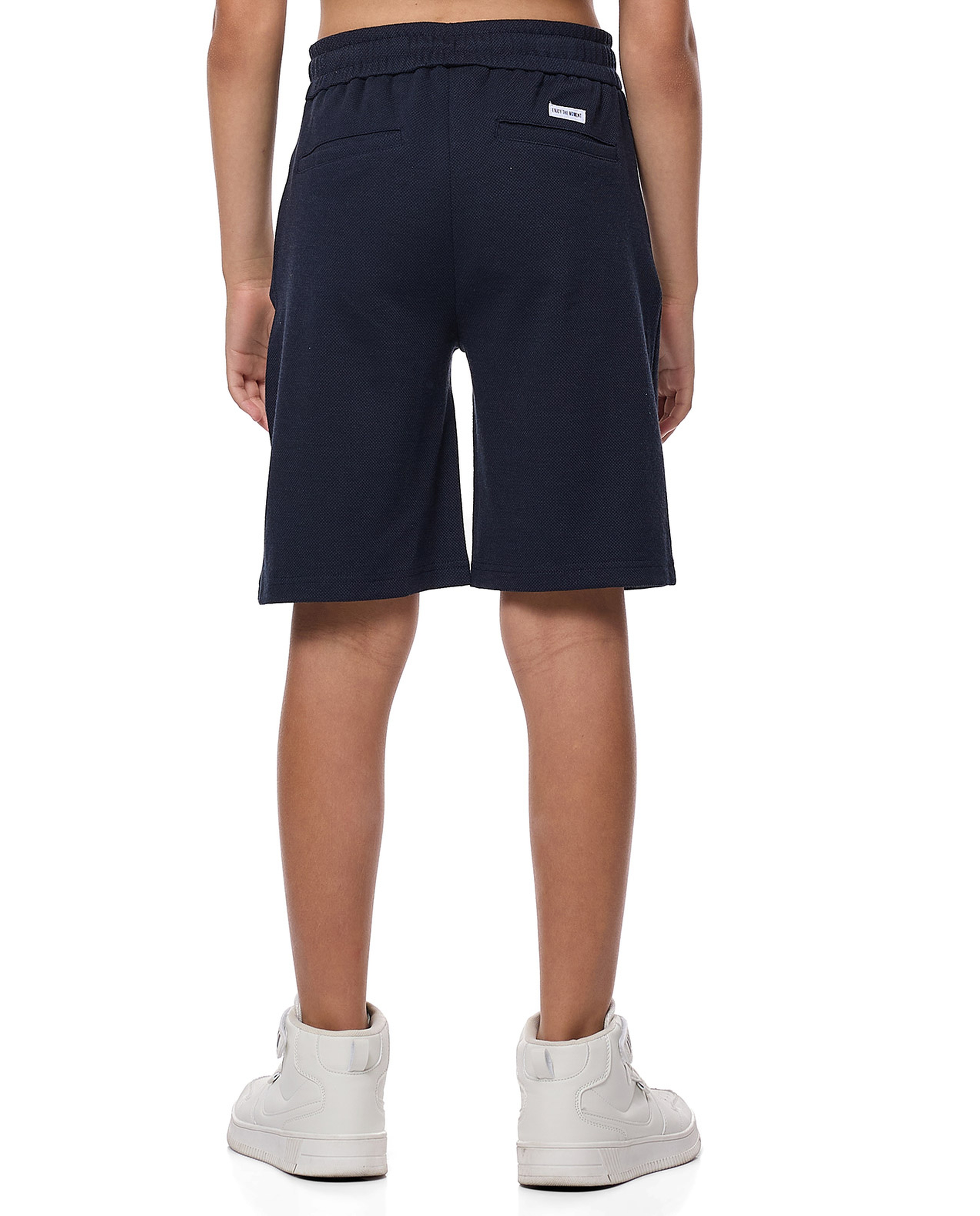 Textured Shorts with Drawstring Waist