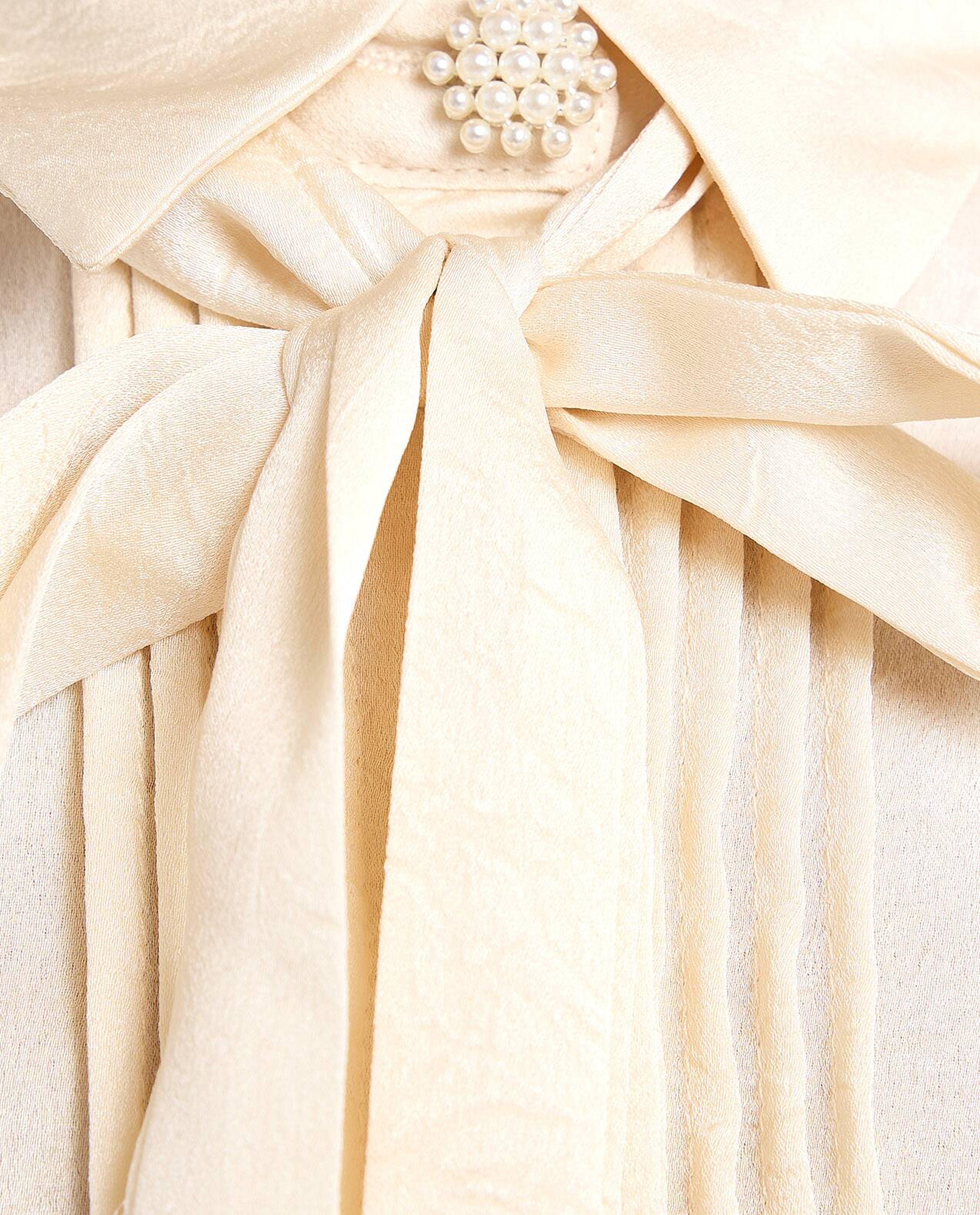 Solid Shirt with Spread Collar and Bishop Sleeves