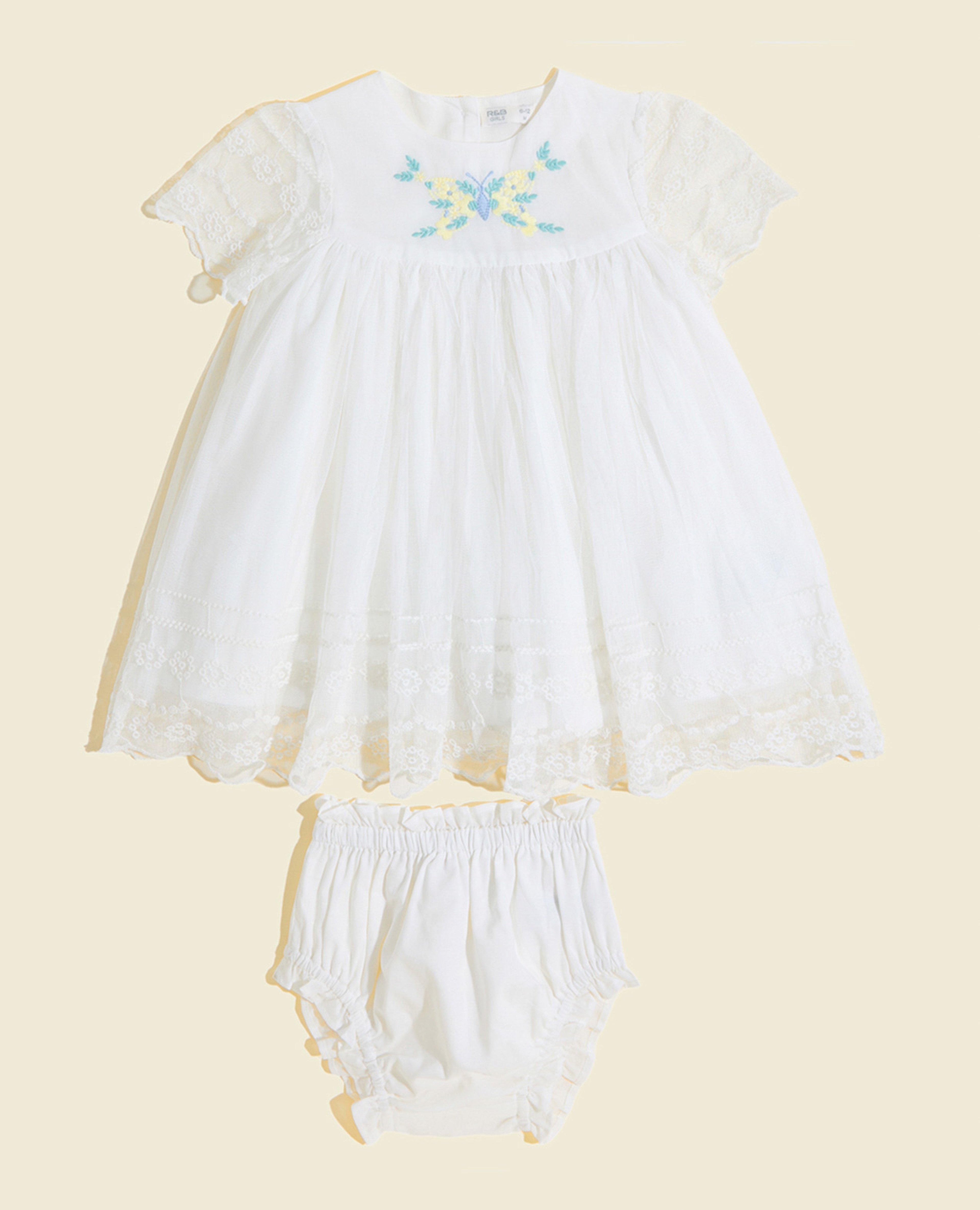 فستان واسع مطرز مع سروال داخلي