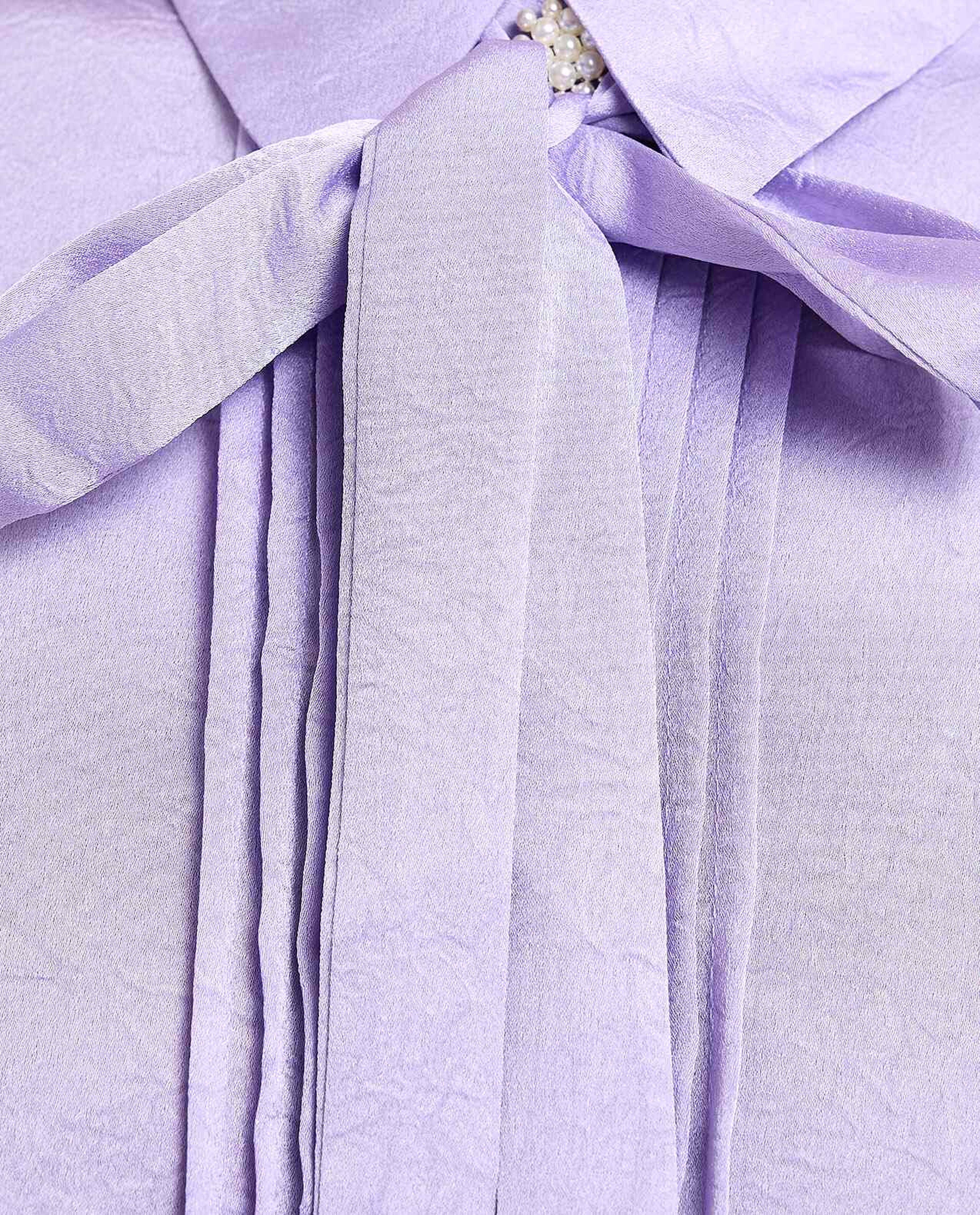 Solid Shirt with Spread Collar and Bishop Sleeves