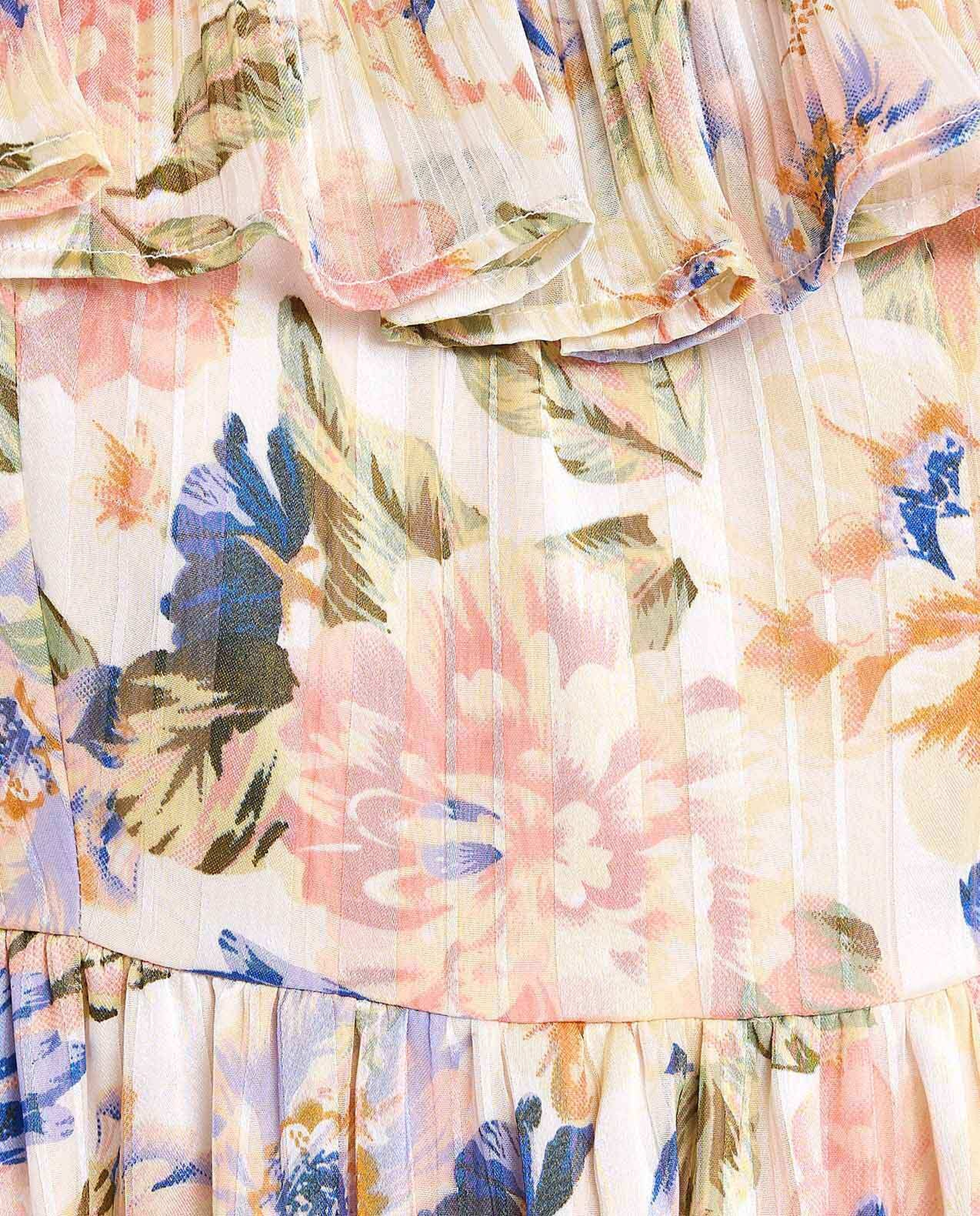 Floral Print Off Shoulder Asymmetric Dress