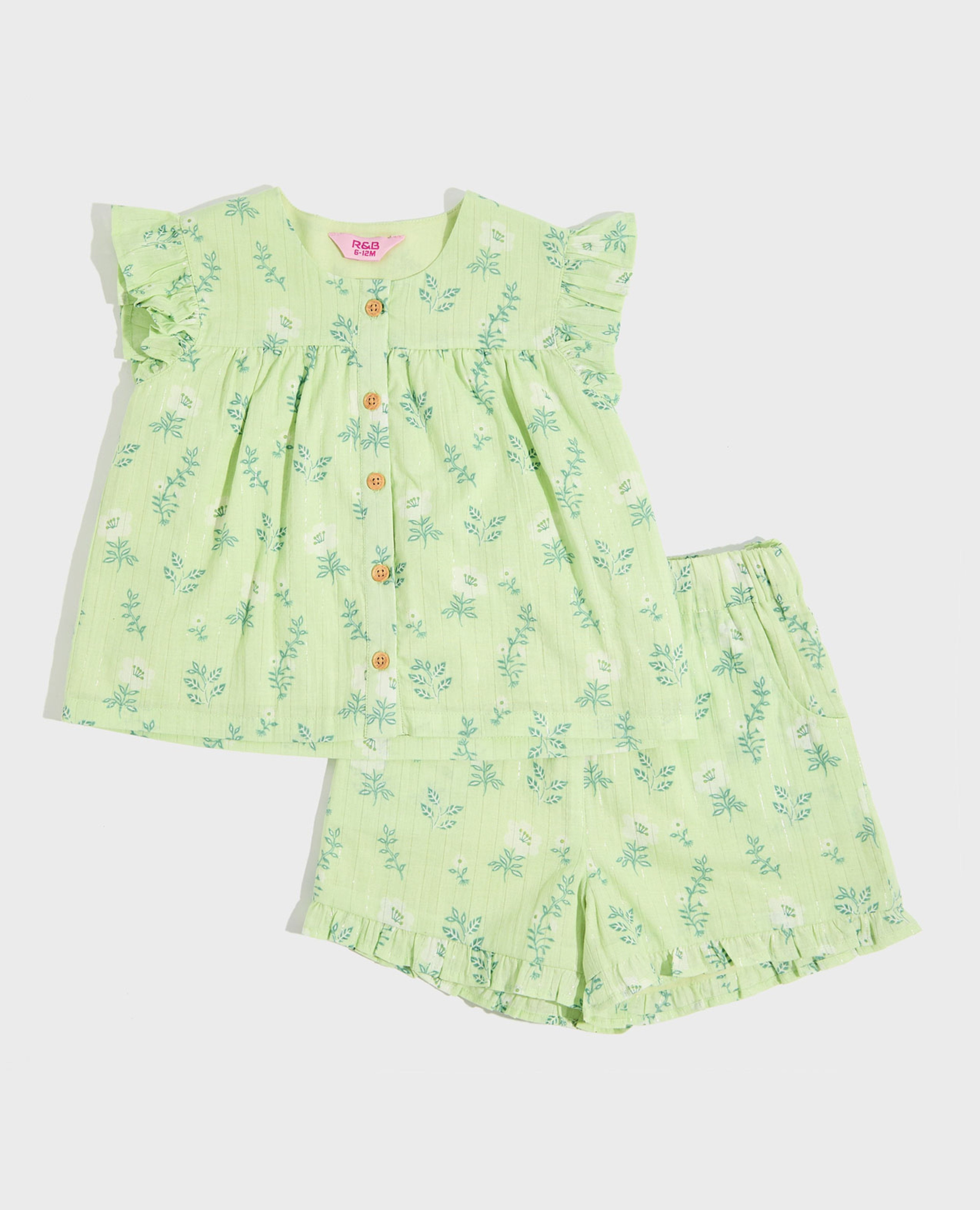 طقم توب وشورت بنقشة أزهار