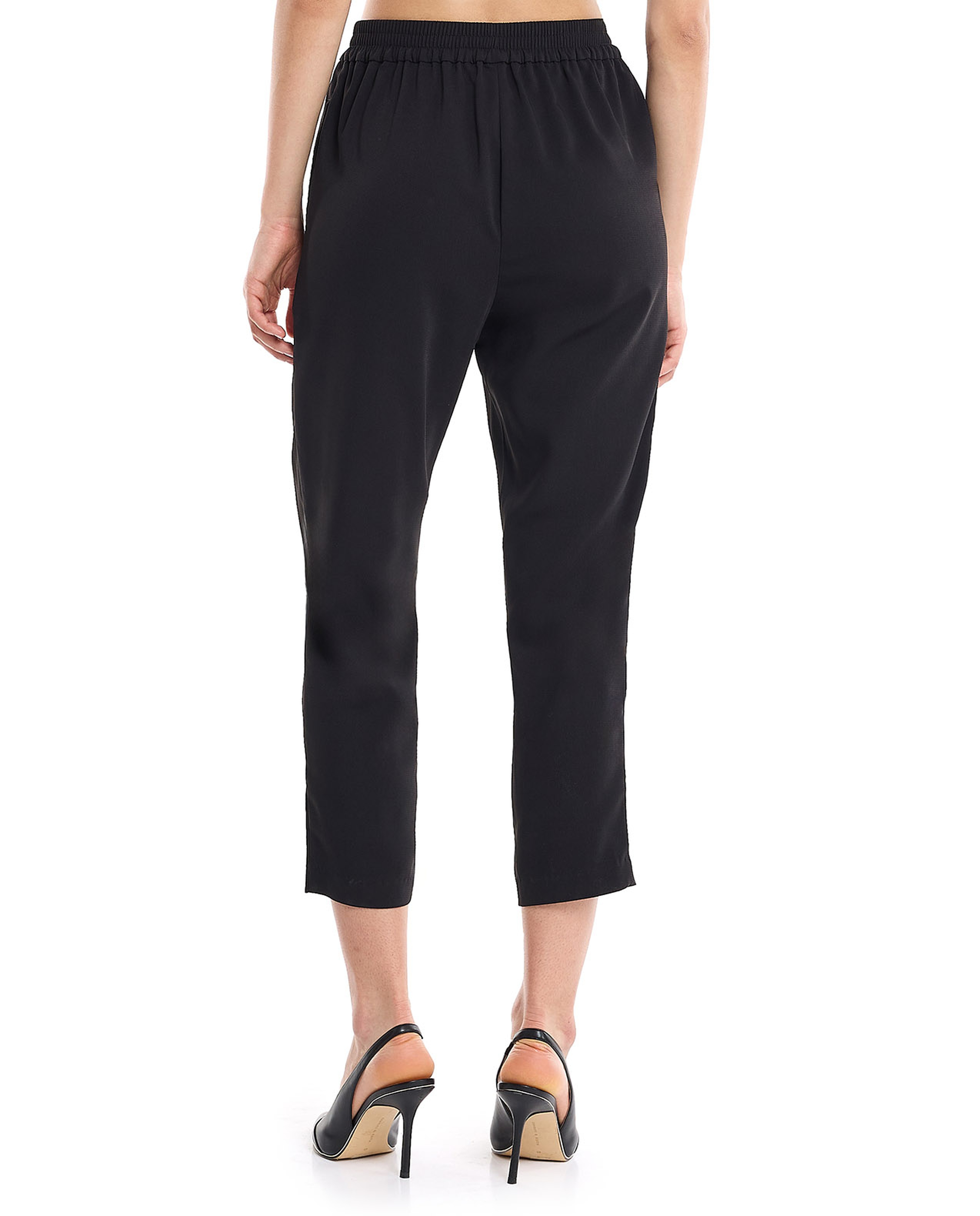 Solid Tapered Fit Trousers with Drawstring Waist
