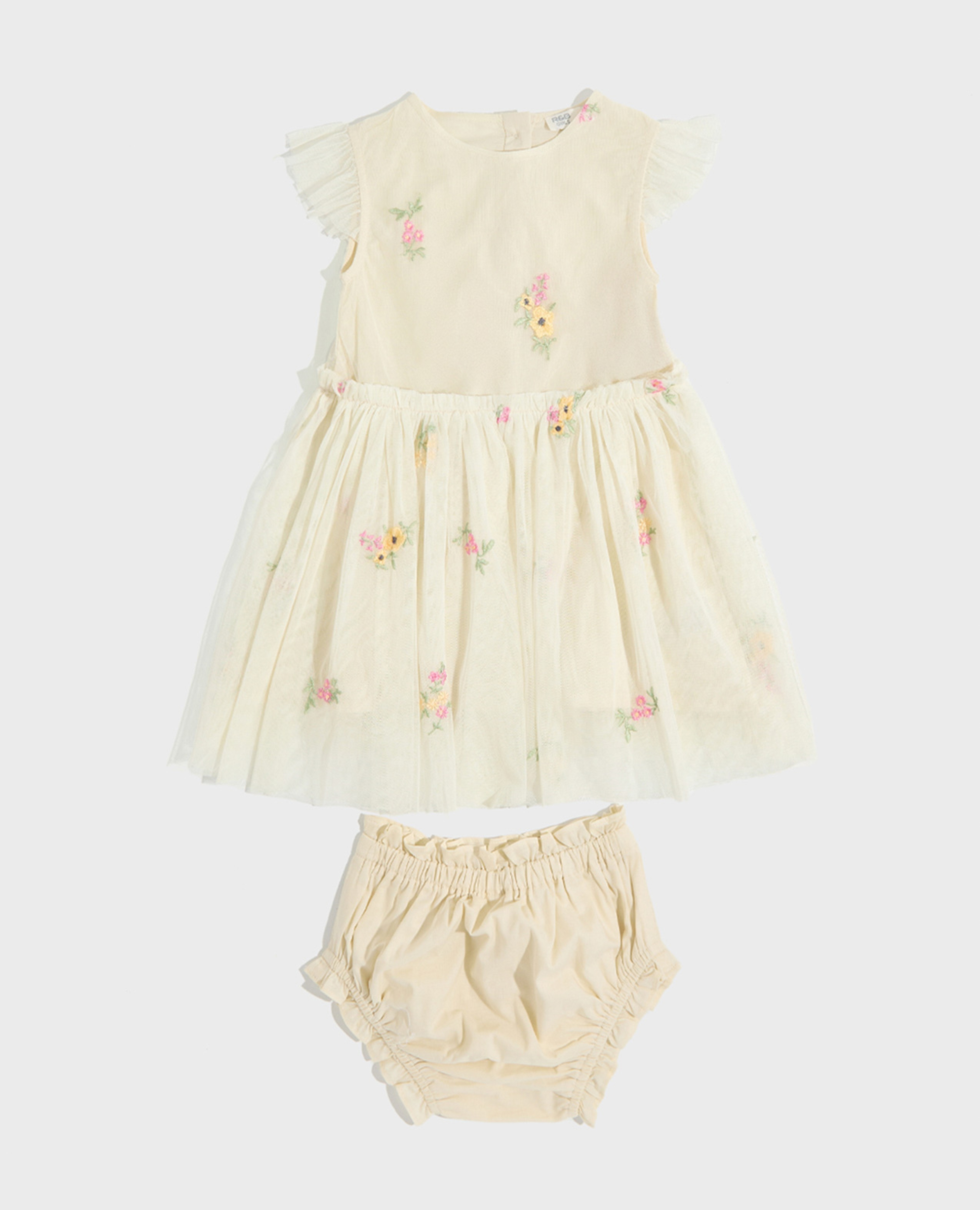 فستان واسع مطرز مع سروال داخلي