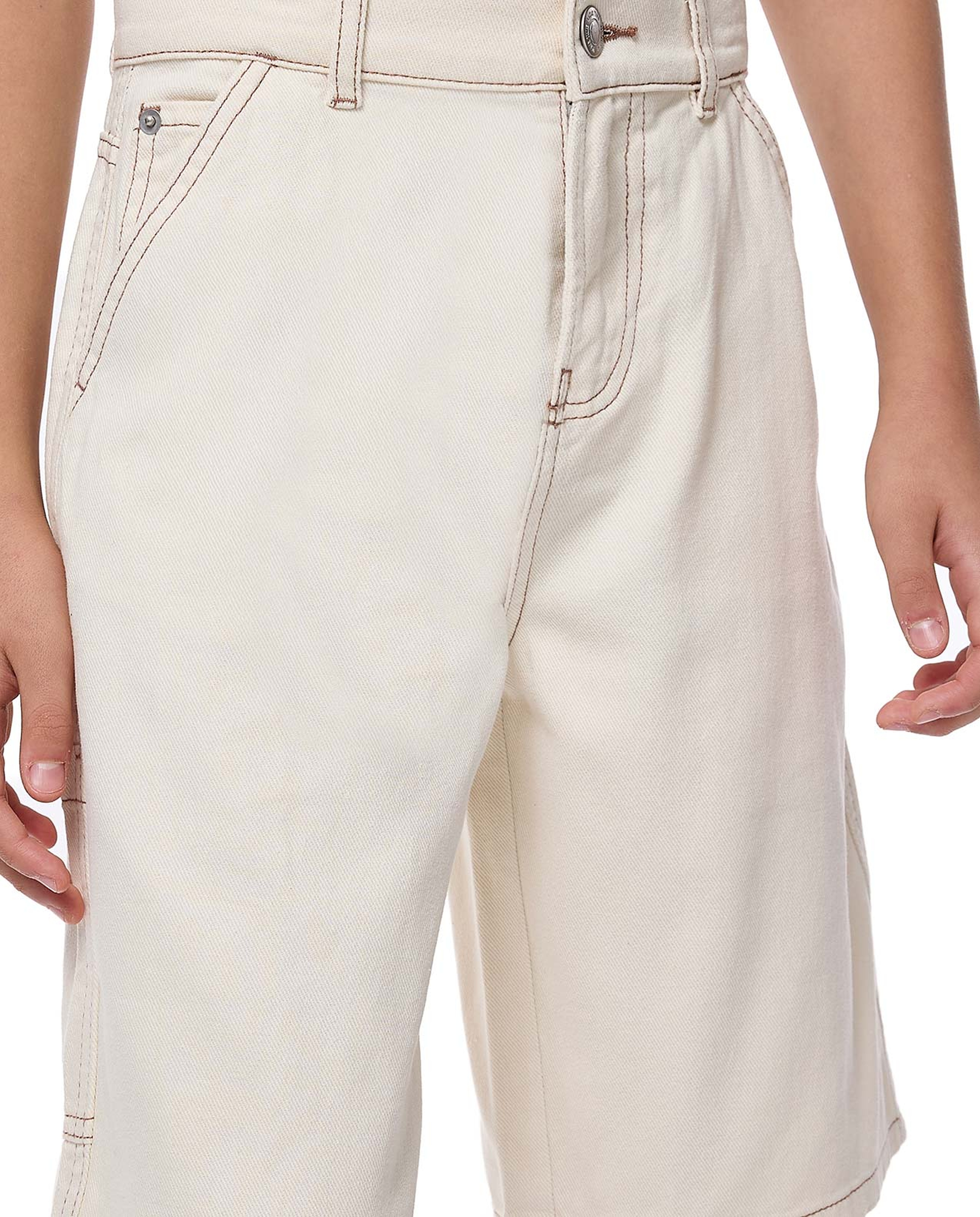 Solid Shorts with Button Closure