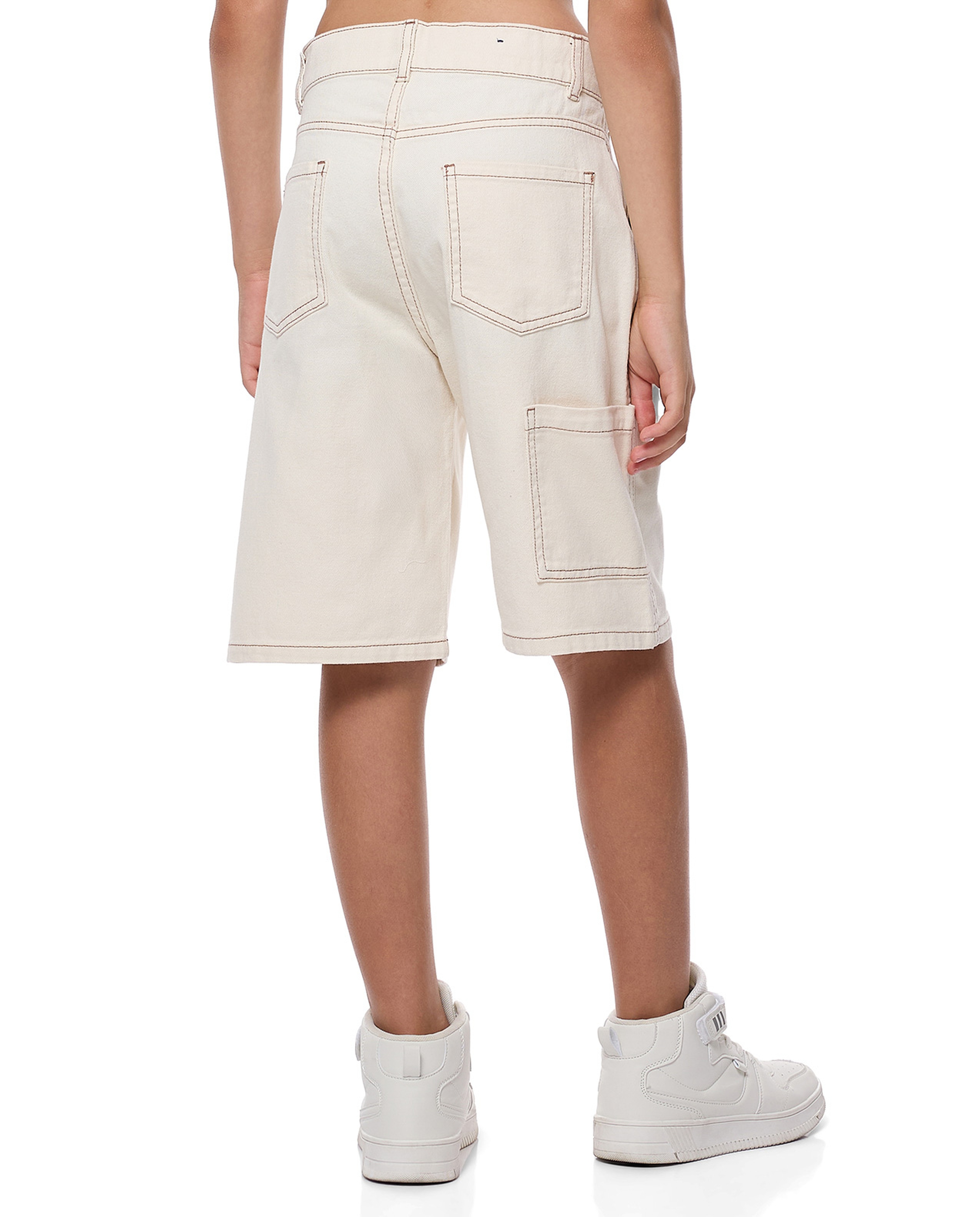 Solid Shorts with Button Closure