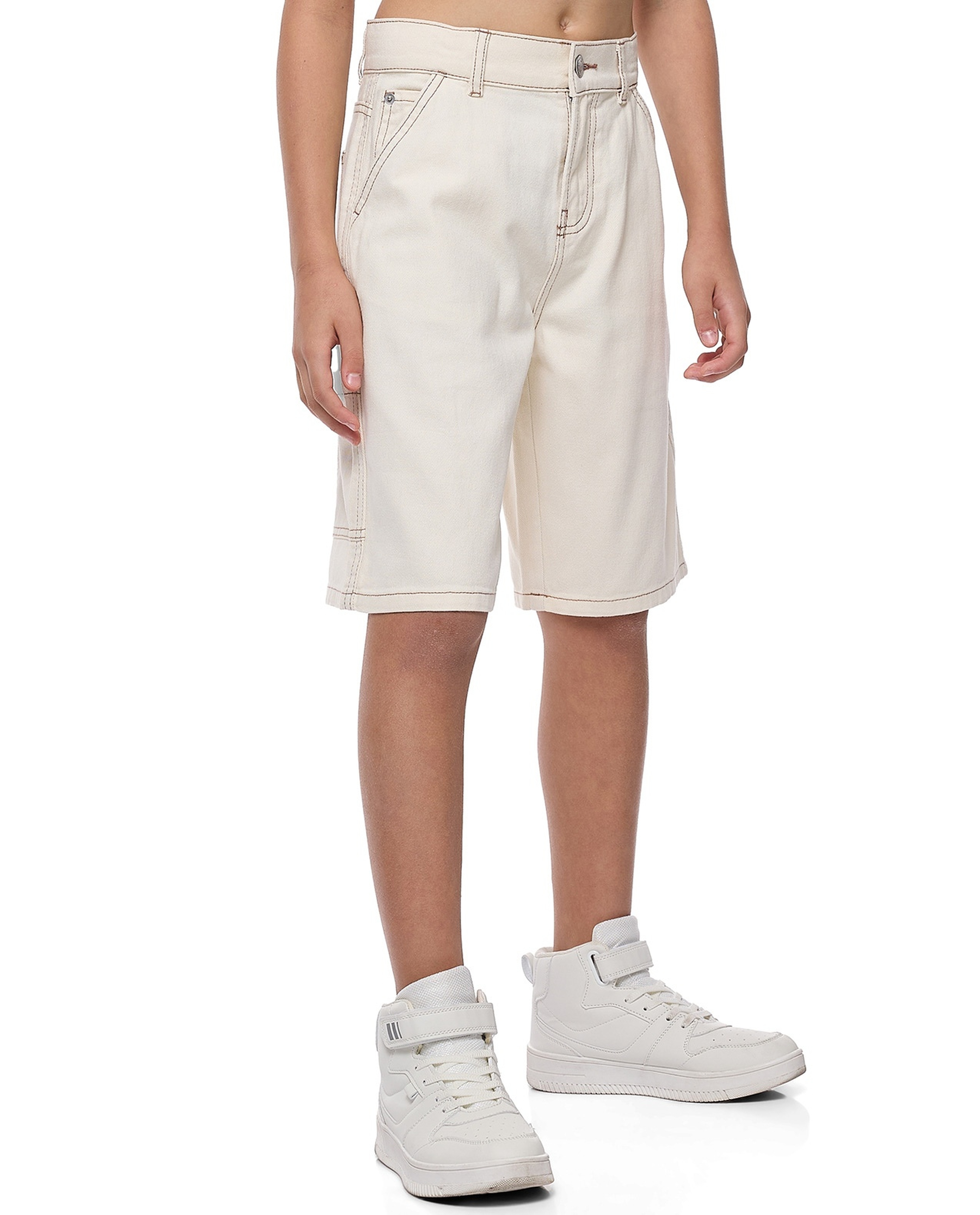 Solid Shorts with Button Closure