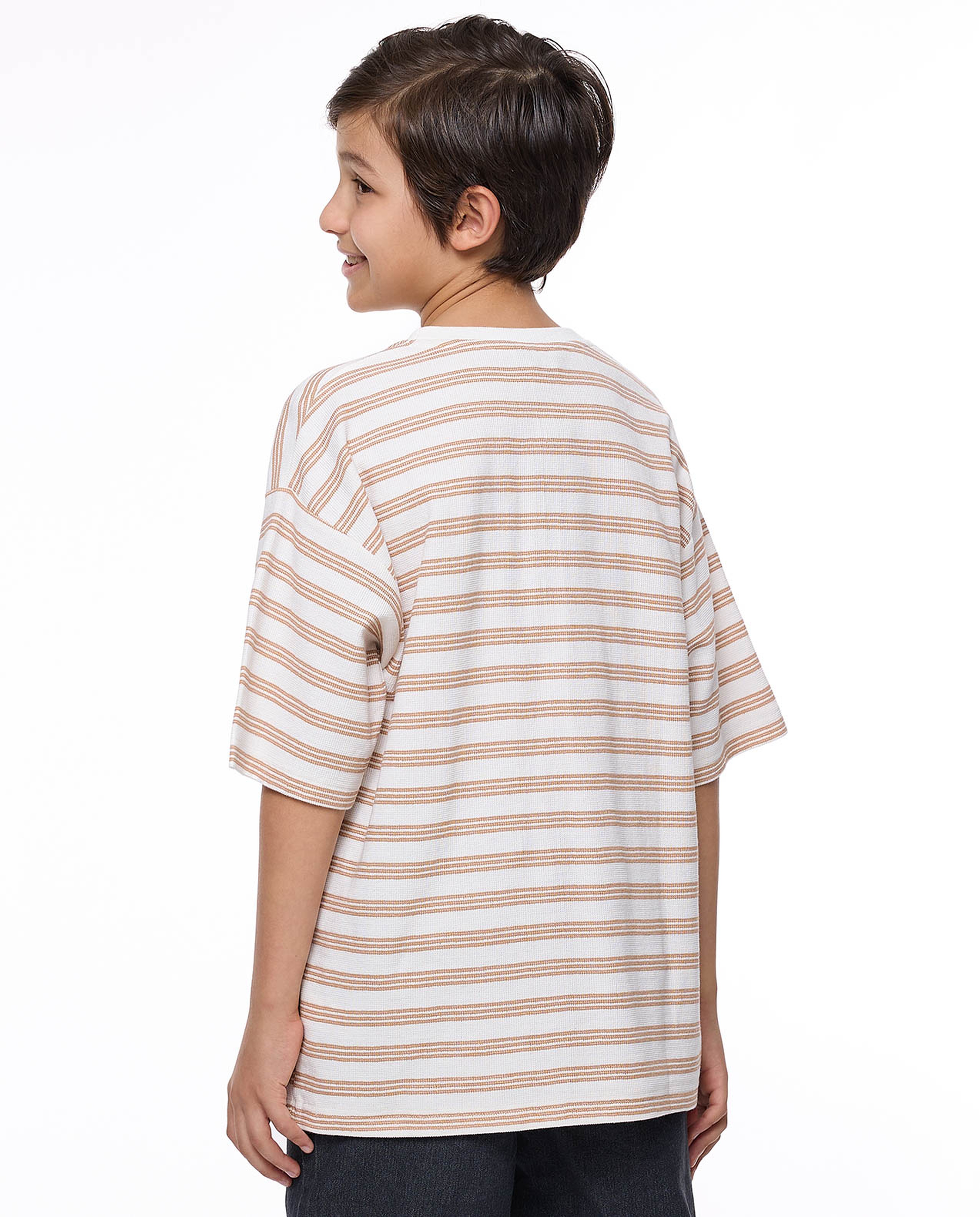 Striped T-Shirt with Crew Neck and Short Sleeves