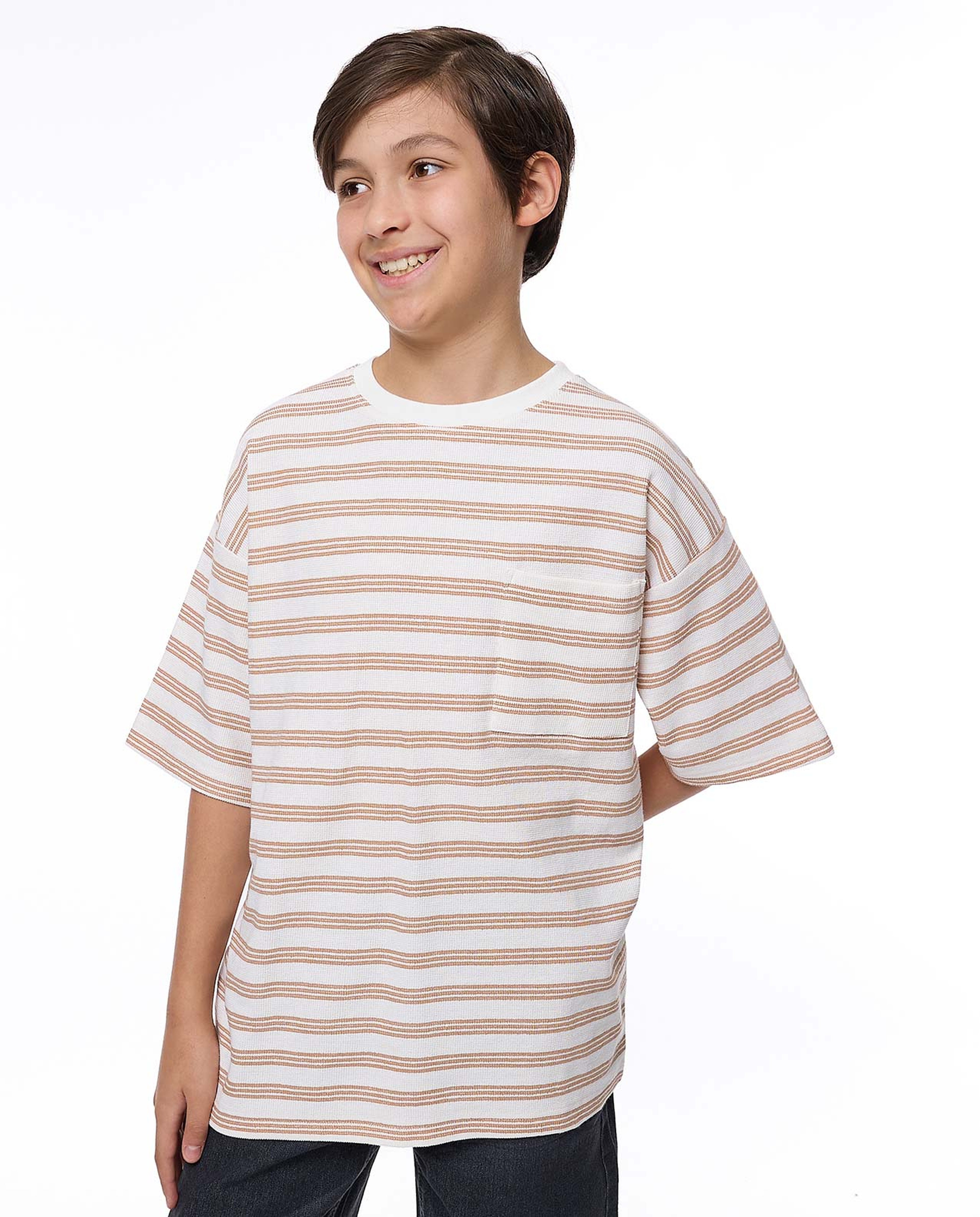 Striped T-Shirt with Crew Neck and Short Sleeves