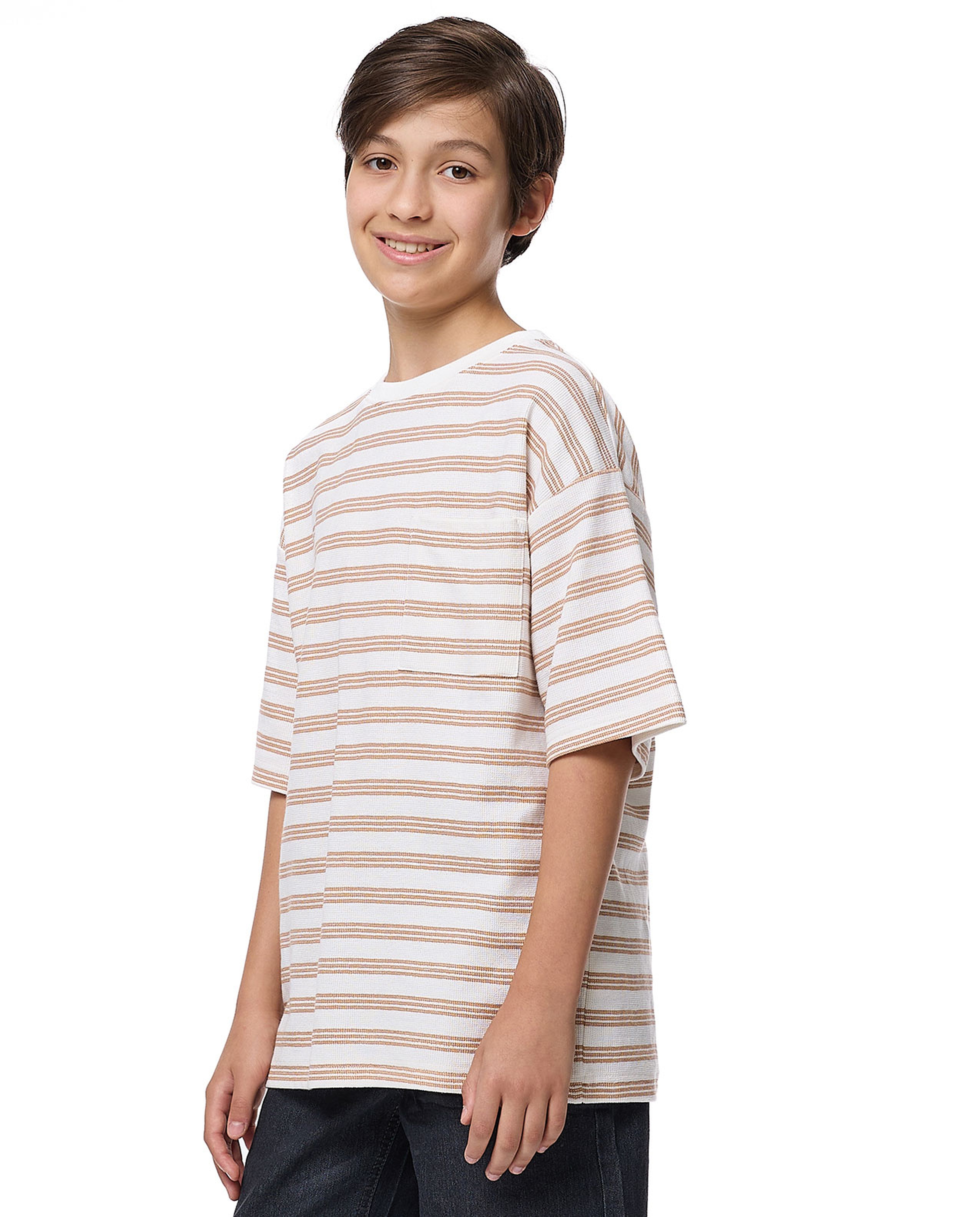 Striped T-Shirt with Crew Neck and Short Sleeves