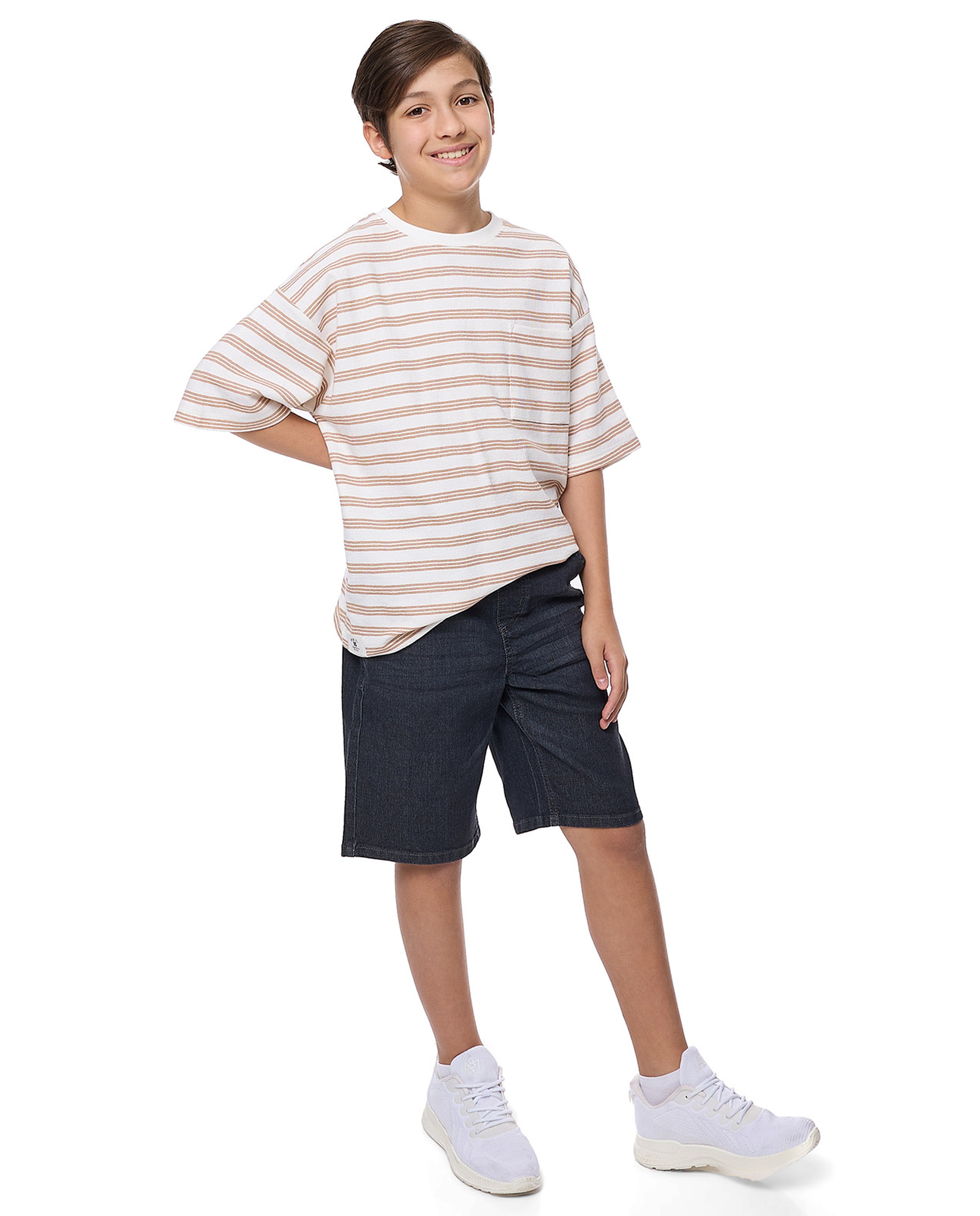 Striped T-Shirt with Crew Neck and Short Sleeves