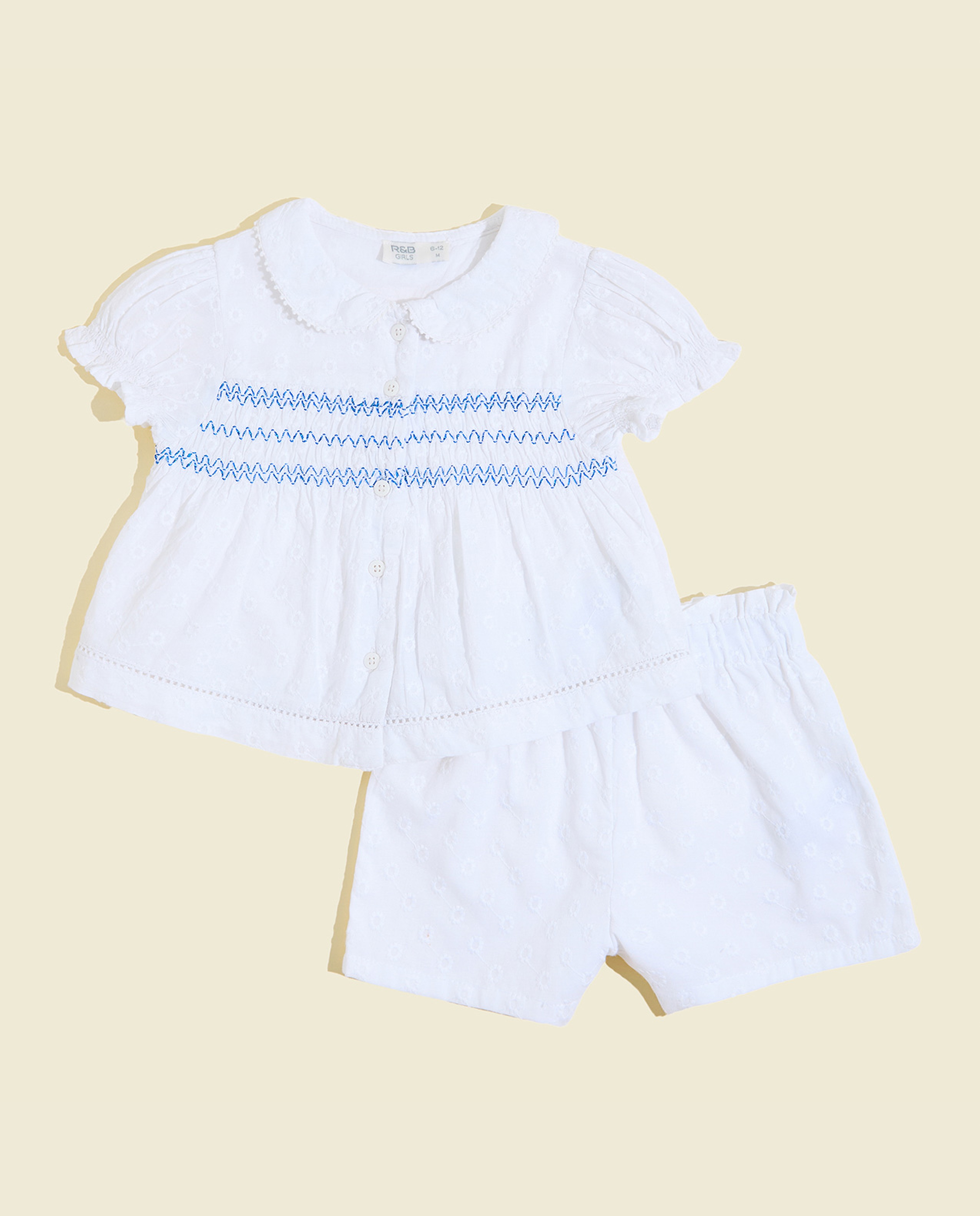 Embroidered Top and Shorts Set