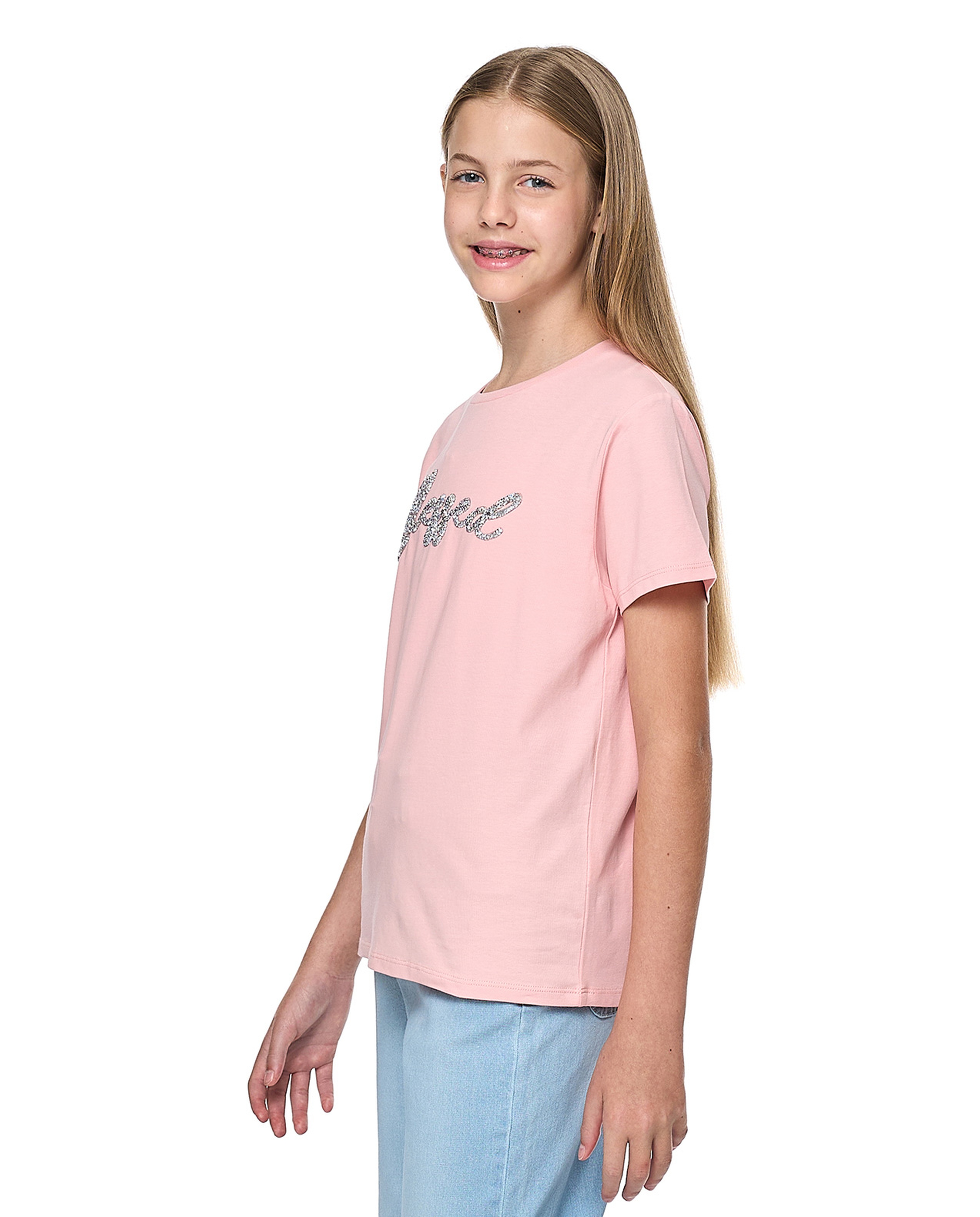 Embellished T-Shirt with Crew Neck and Short Sleeves