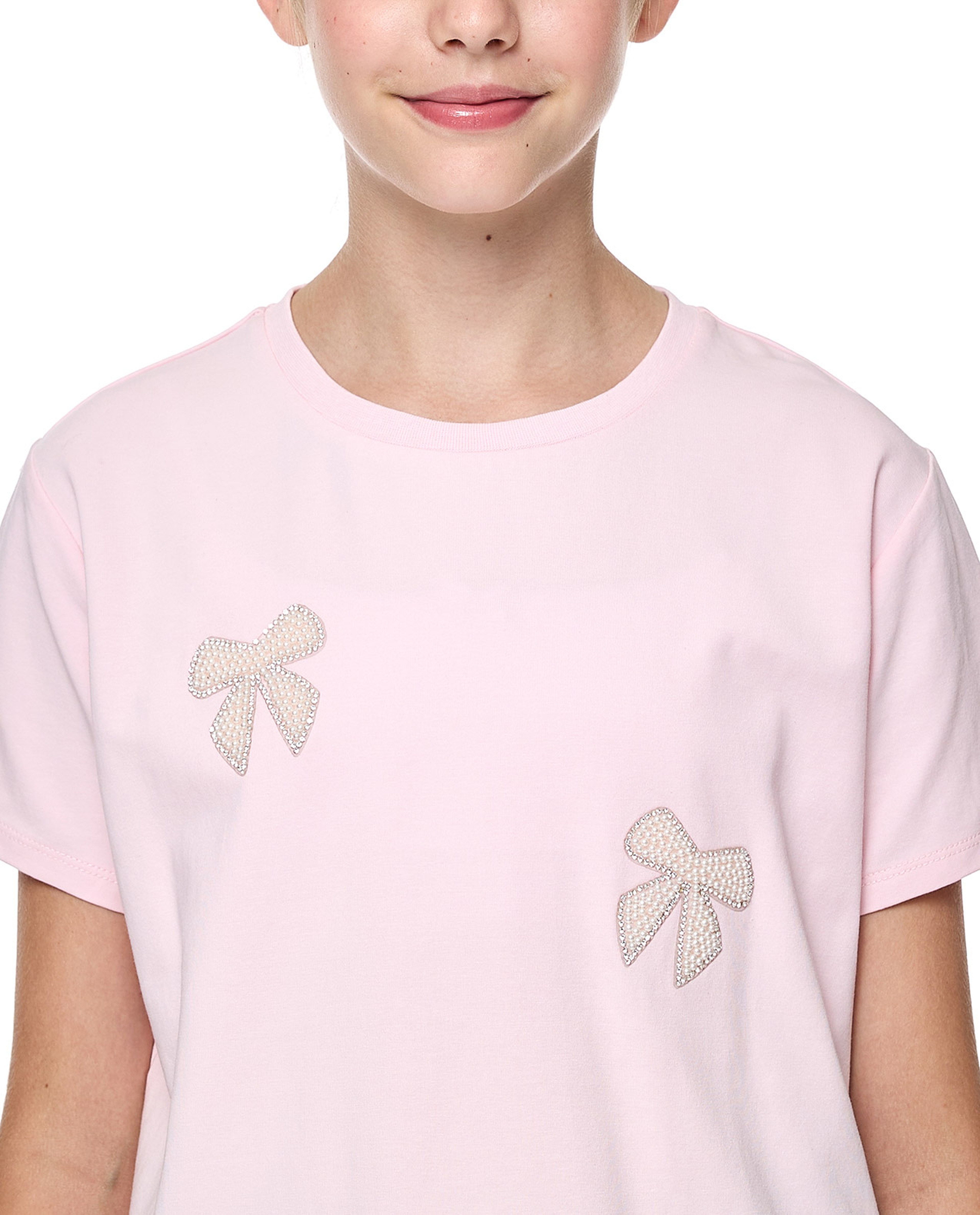 Embellished T-Shirt with Crew Neck and Short Sleeves