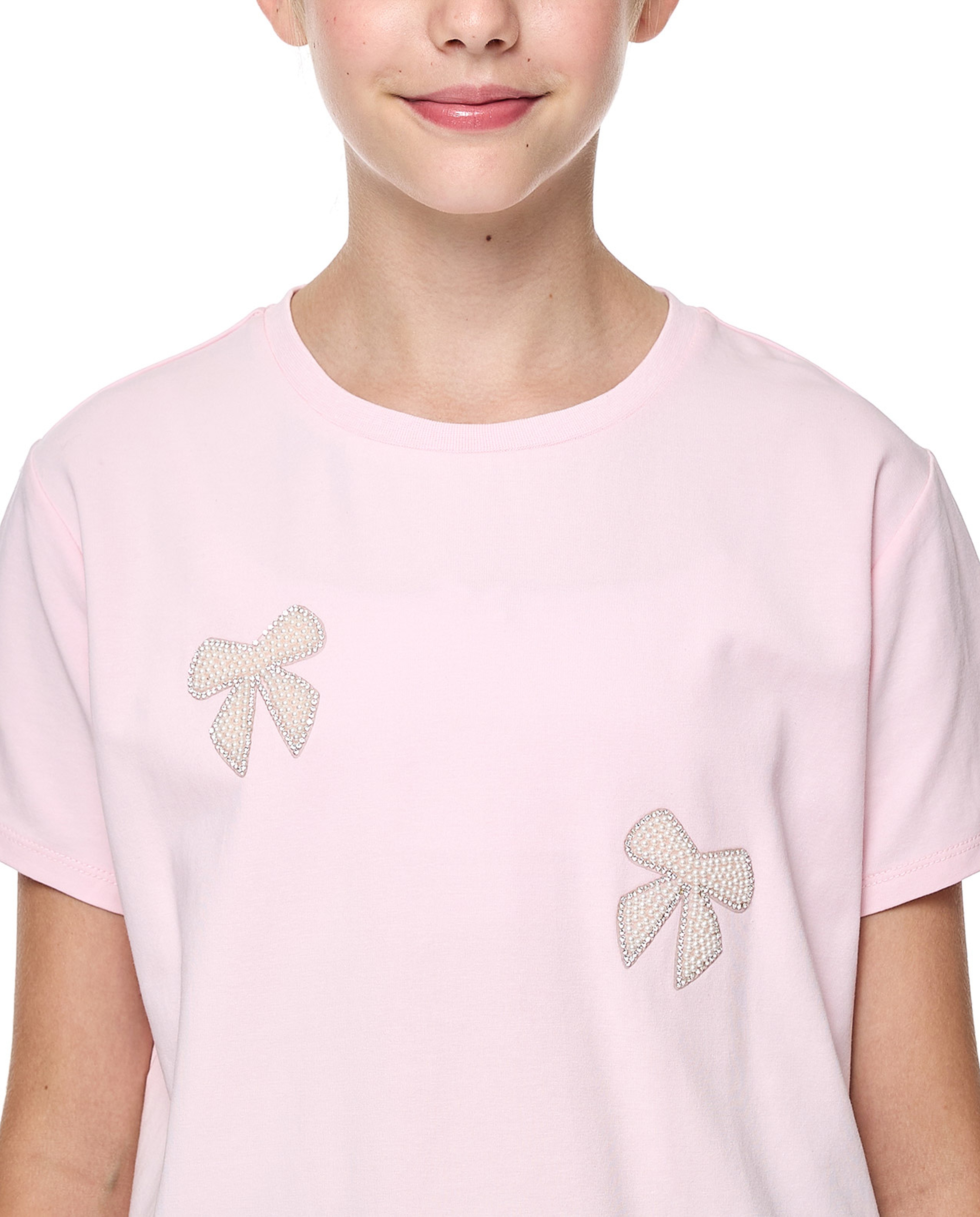 Embellished T-Shirt with Crew Neck and Short Sleeves