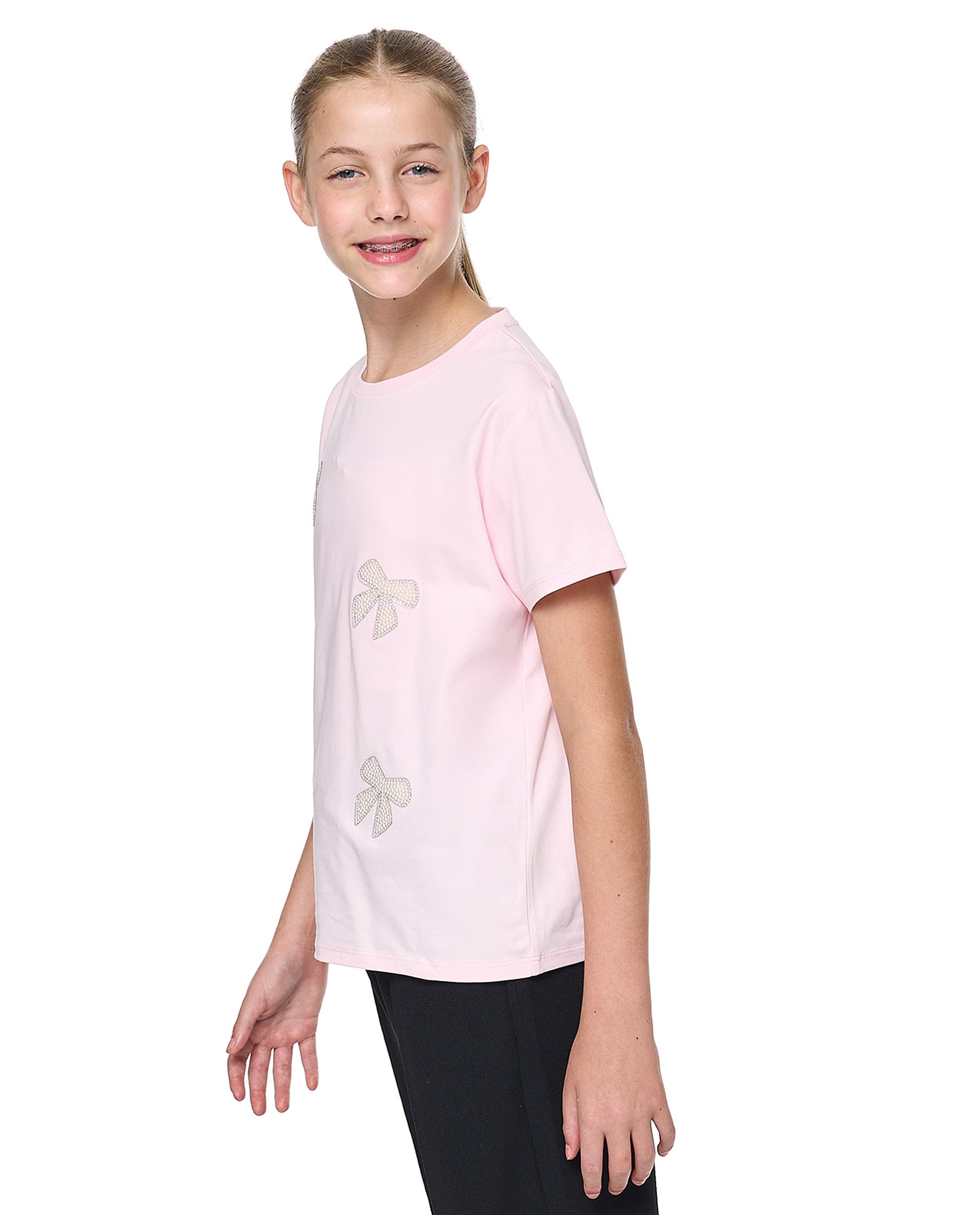 Embellished T-Shirt with Crew Neck and Short Sleeves