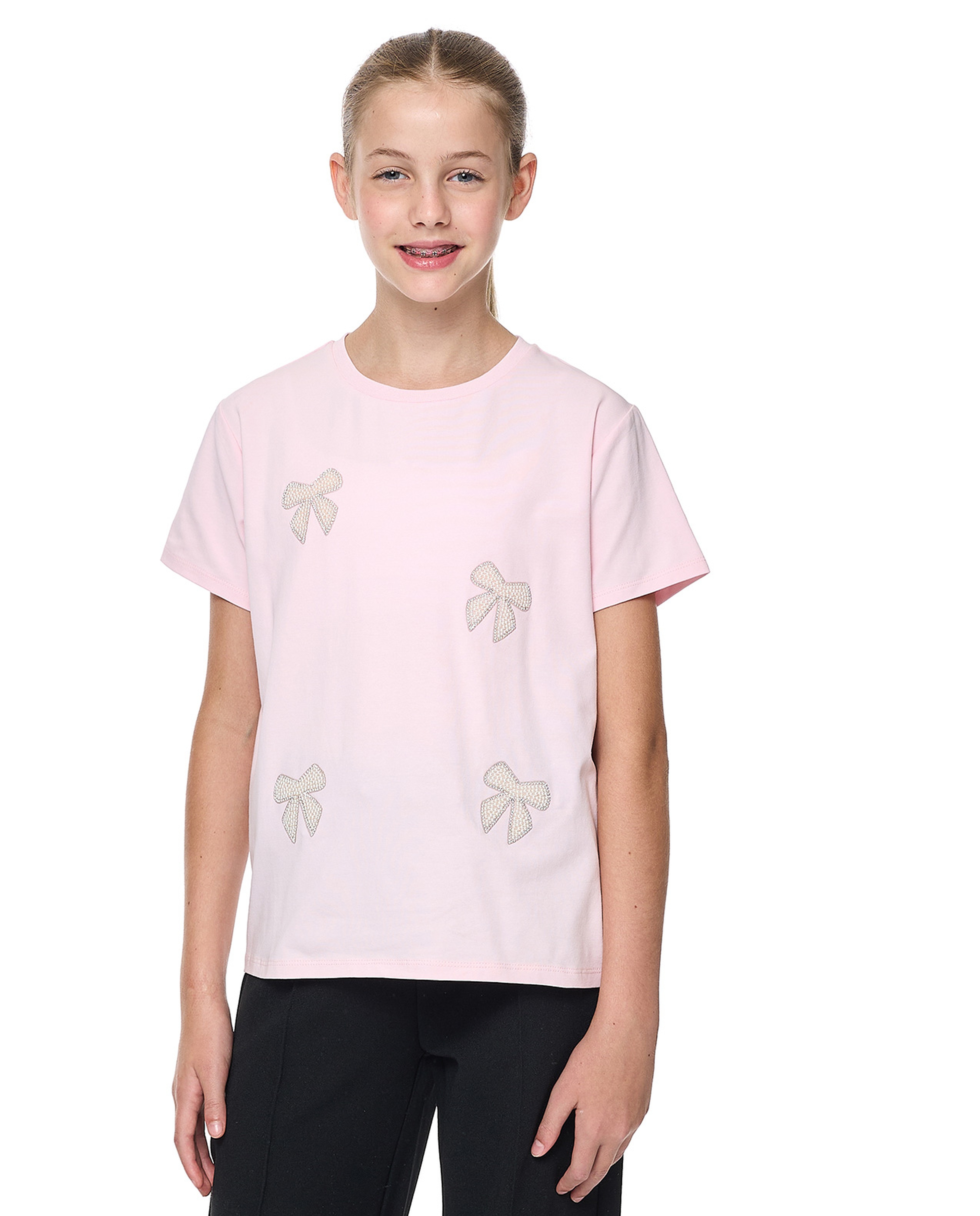 Embellished T-Shirt with Crew Neck and Short Sleeves