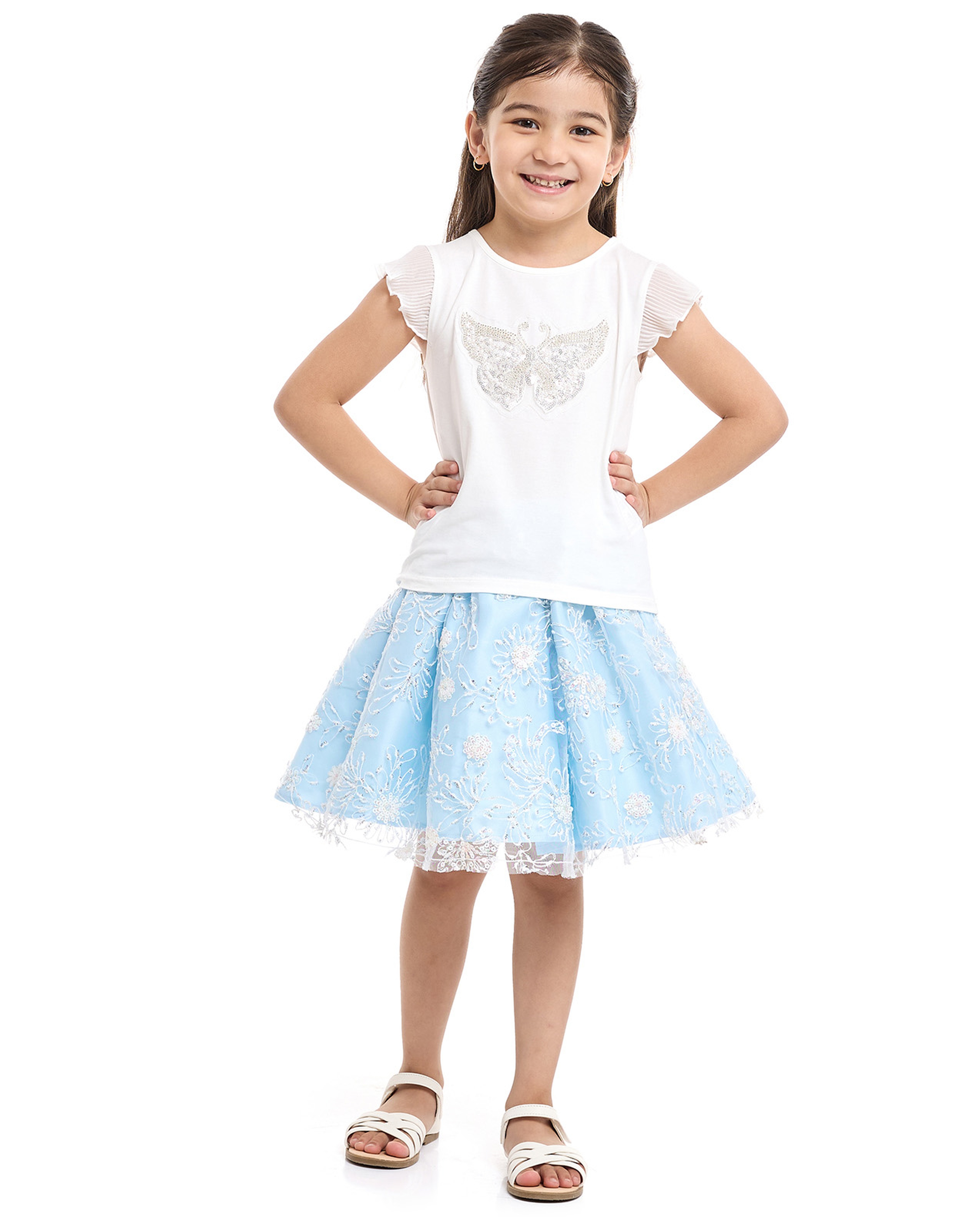 Lace Detail Top and Skirt Set