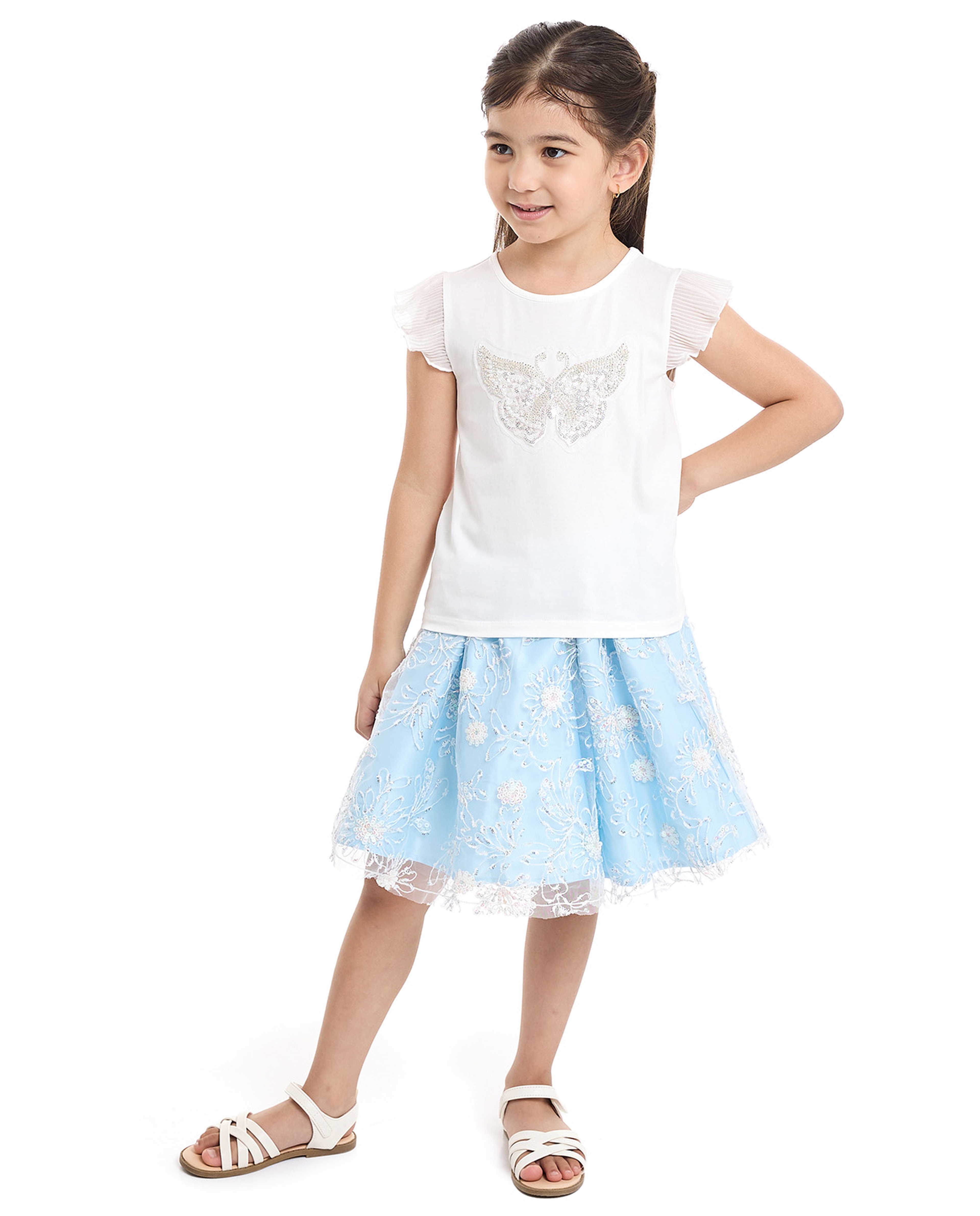 Lace Detail Top and Skirt Set