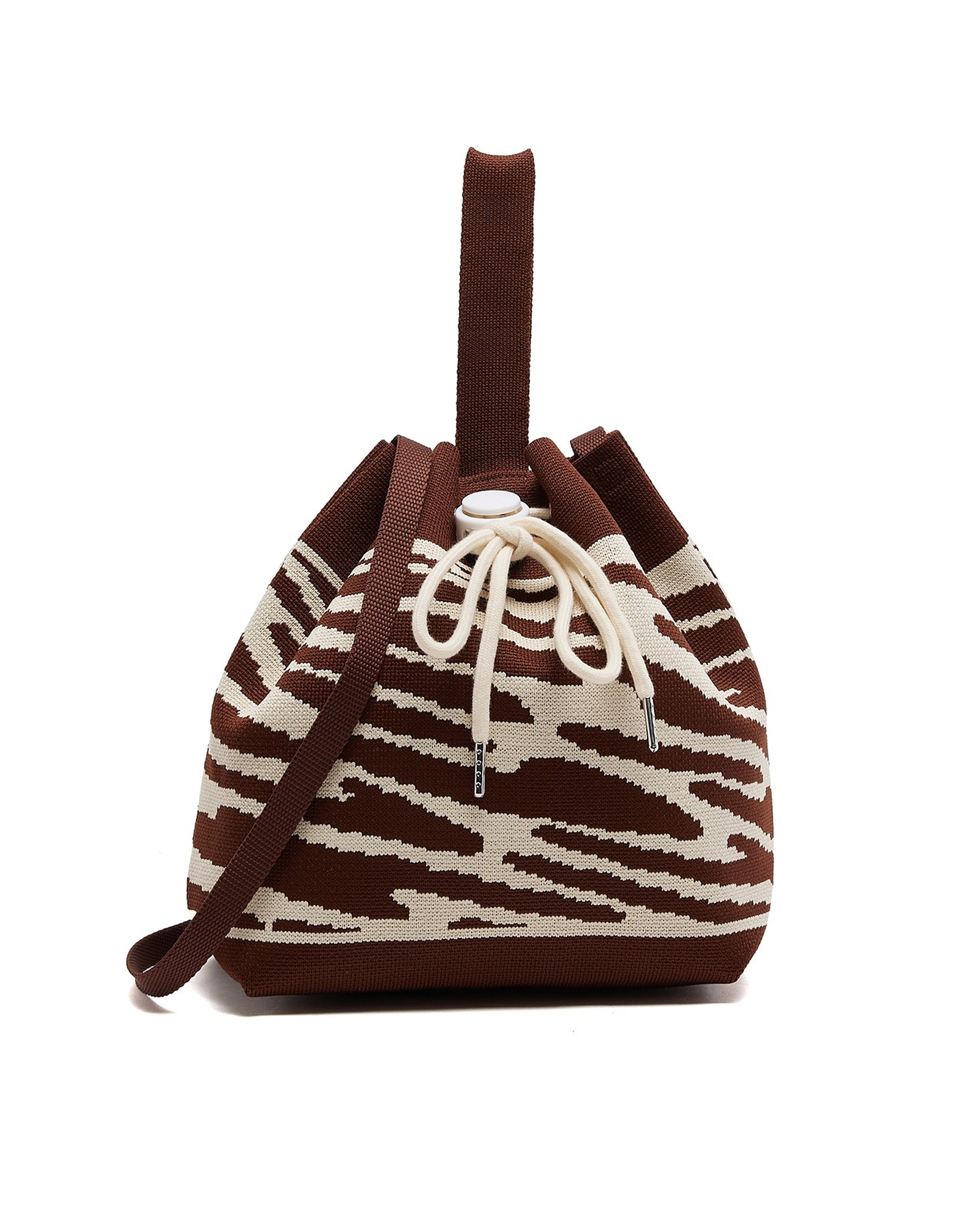 Zebra Patterned Drawstring Bag