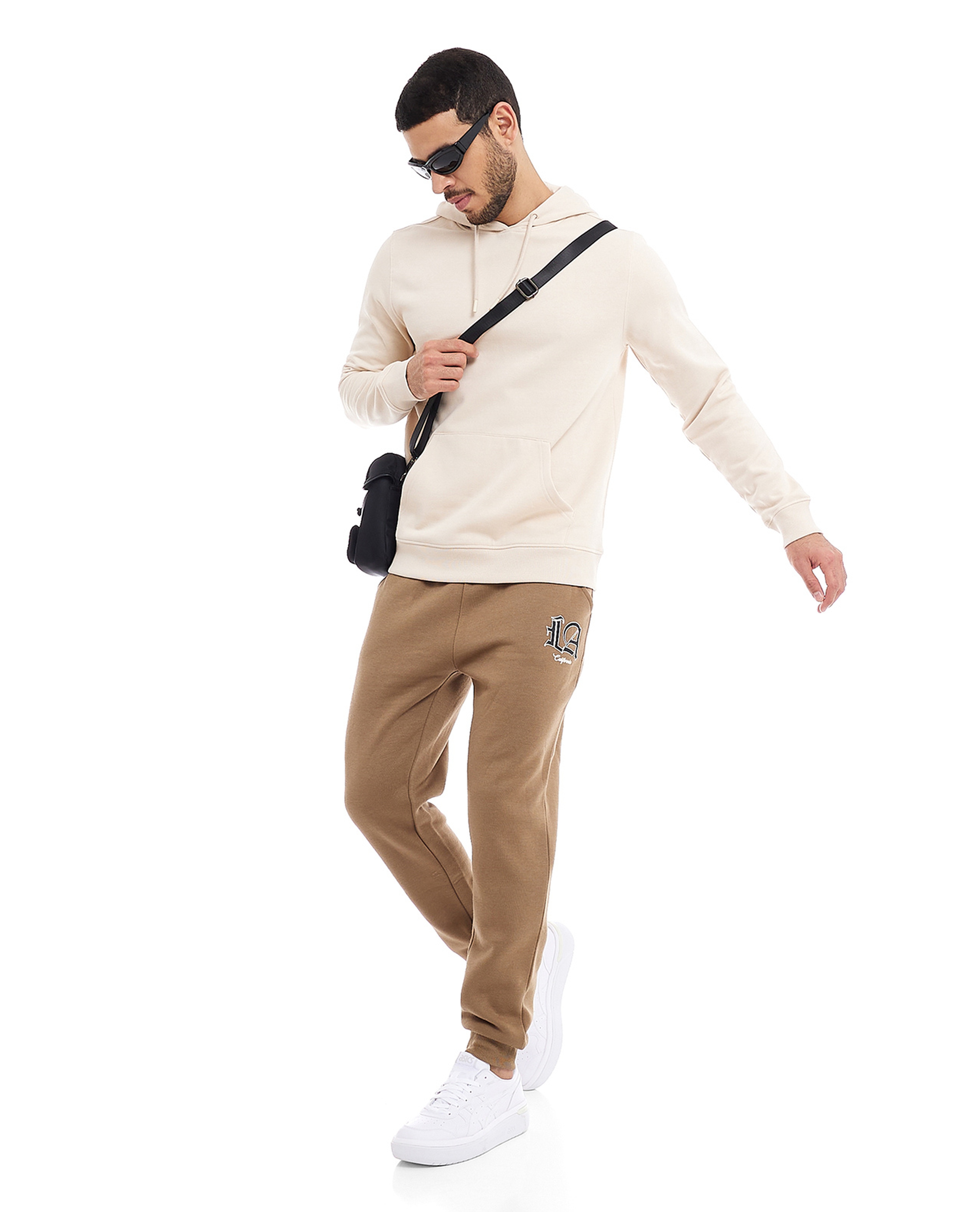 Printed Hoodie with Crew Neck and Long Sleeves