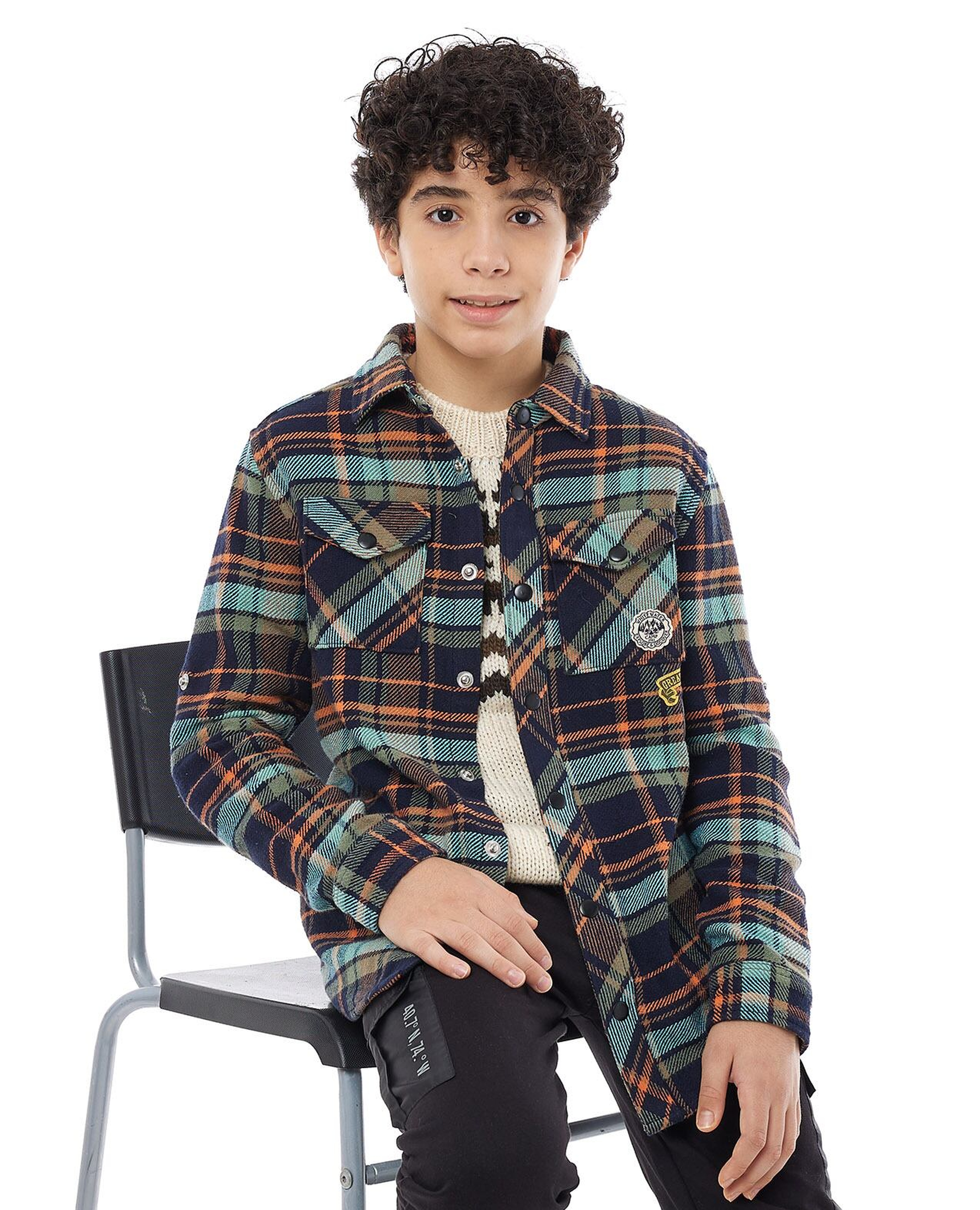 Plaid Shacket with Snap Button Closure