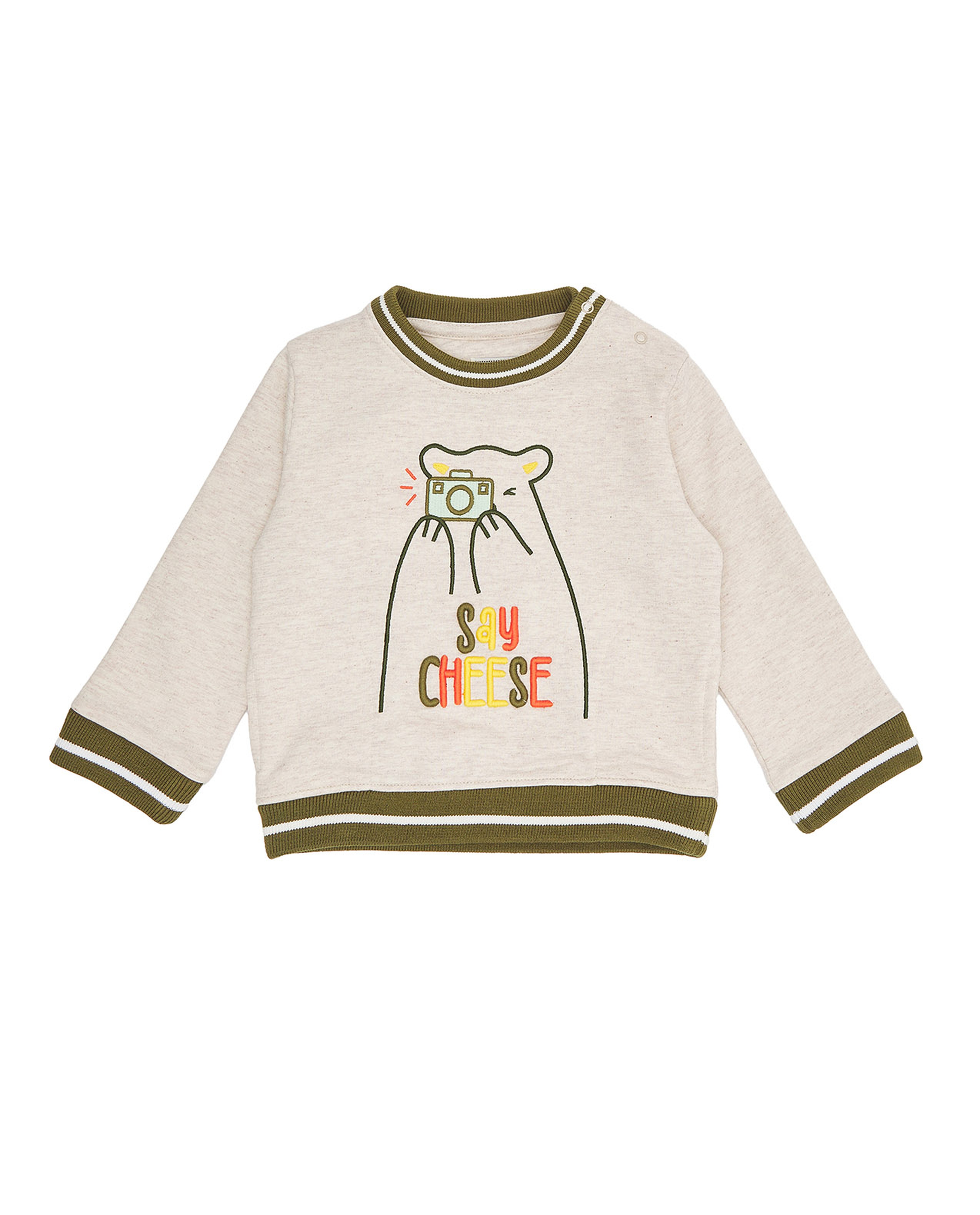 Embroidered Sweatshirt with Crew Neck and Long Sleeves
