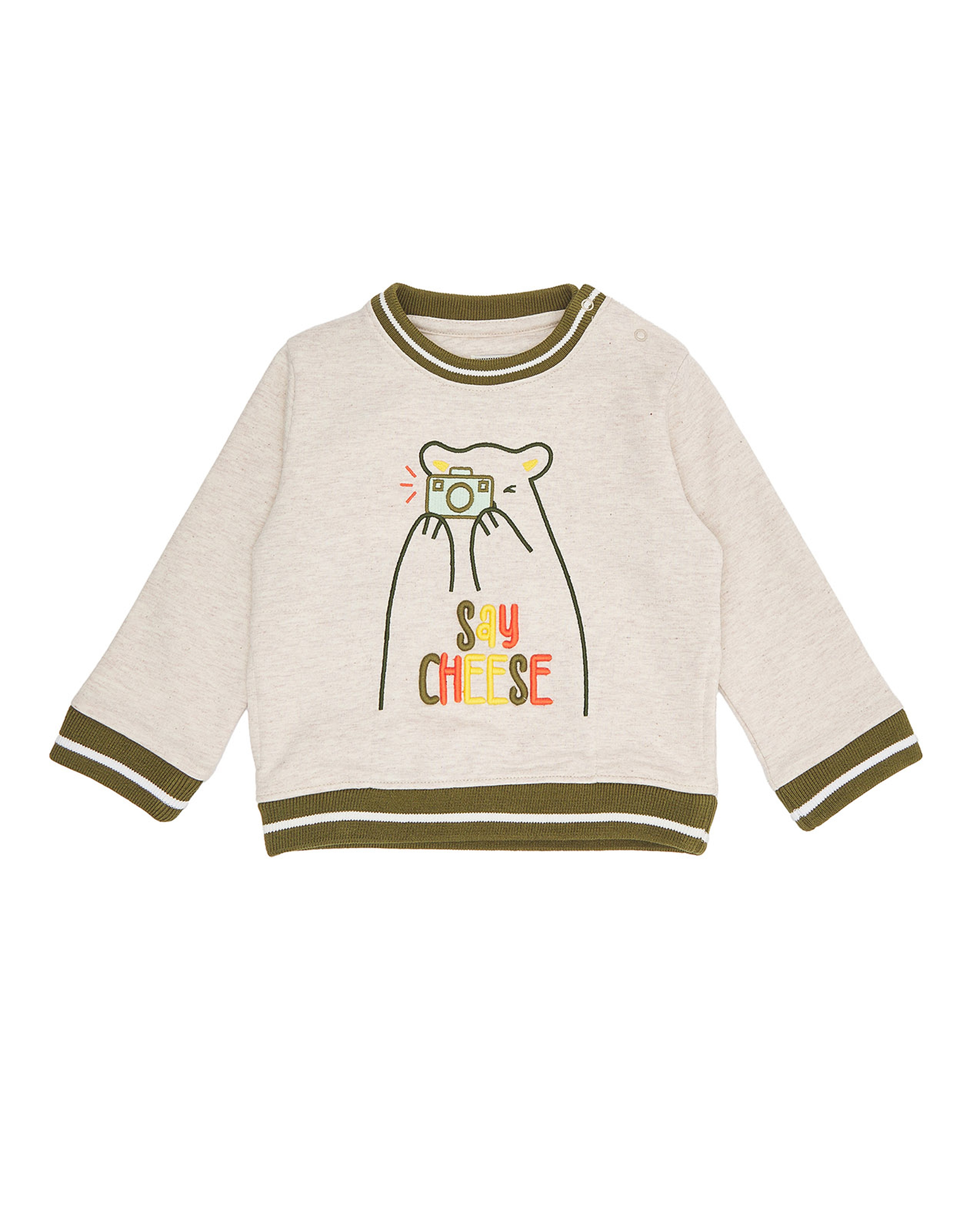 Embroidered Sweatshirt with Crew Neck and Long Sleeves