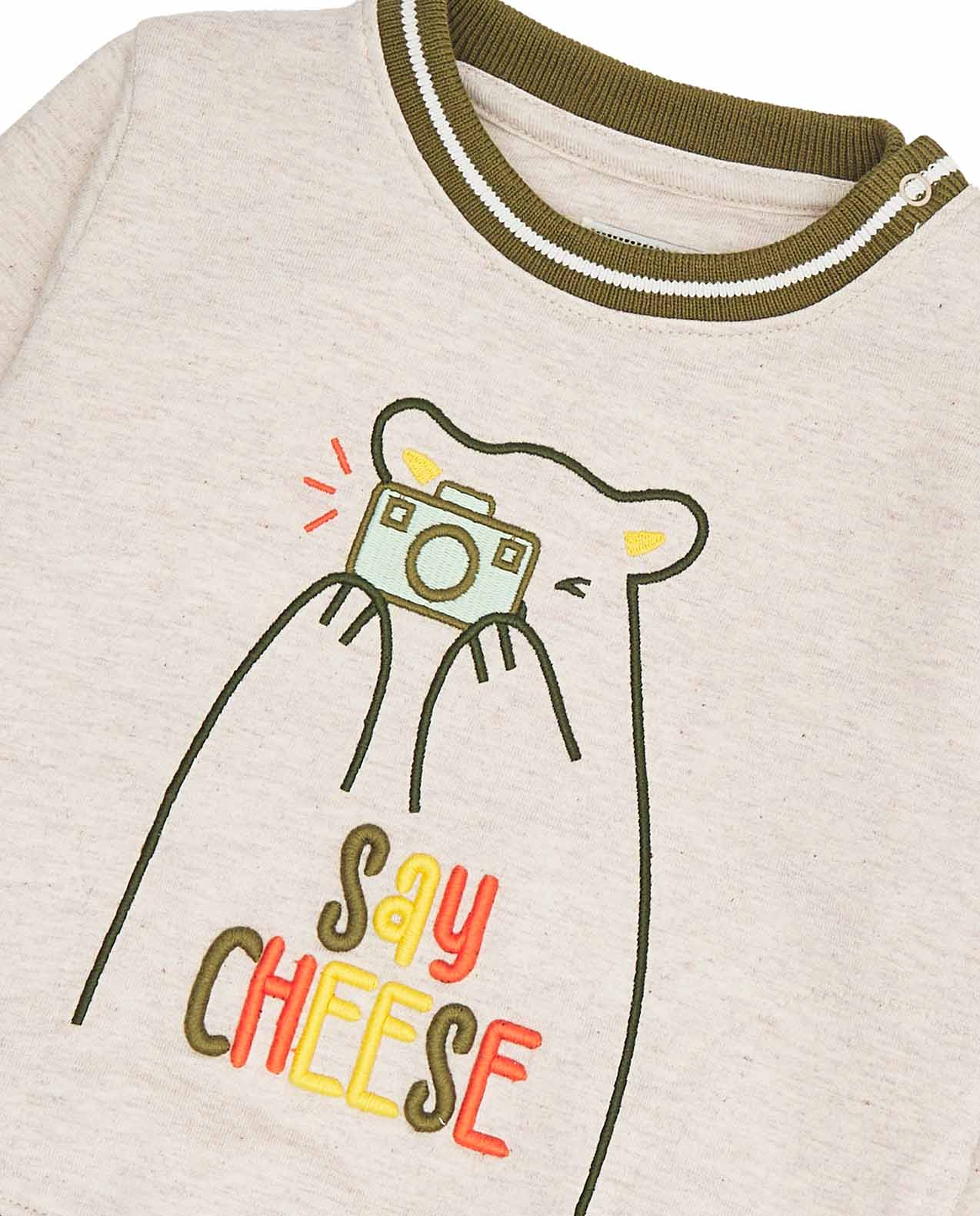 Embroidered Sweatshirt with Crew Neck and Long Sleeves