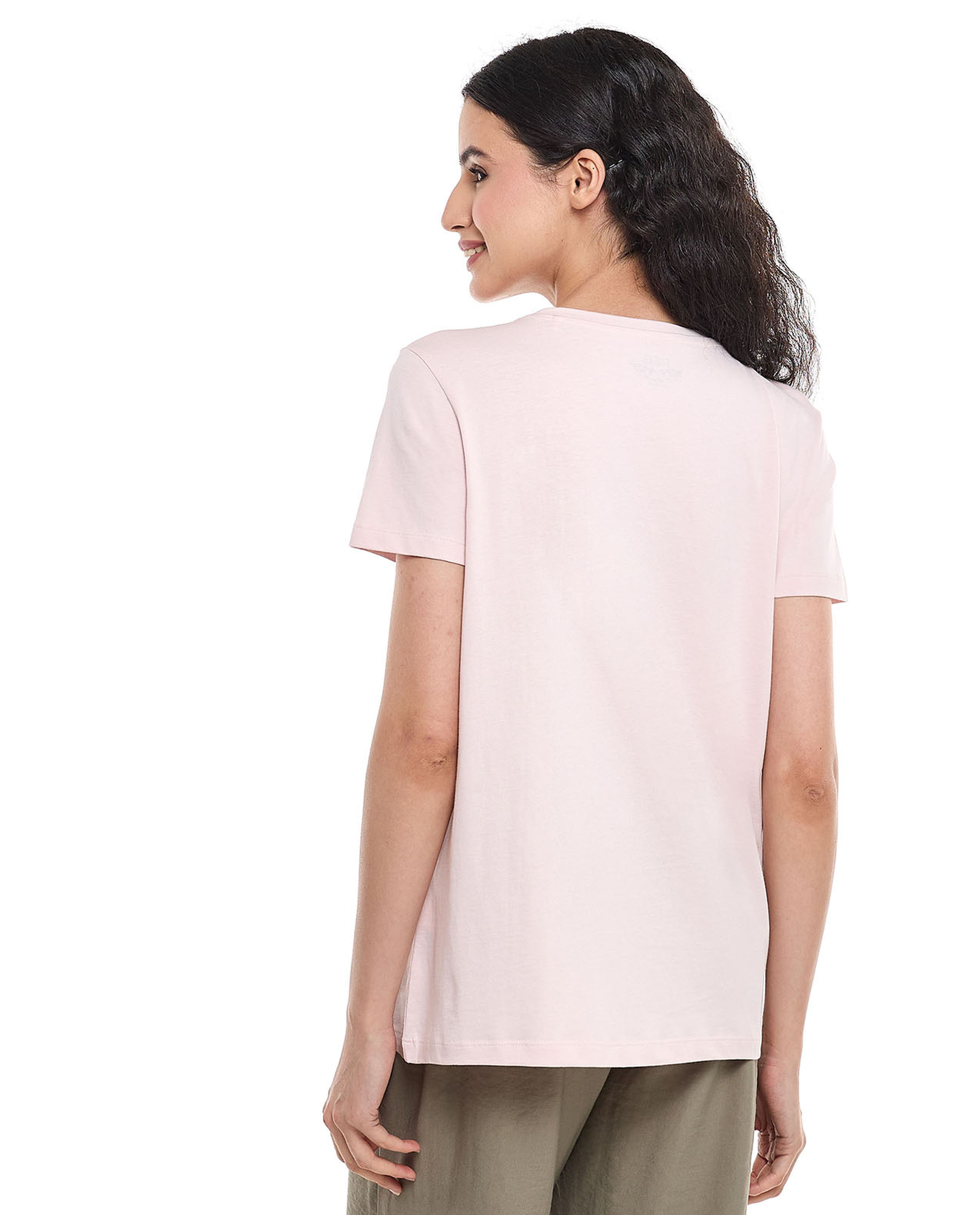 Pearl Embellished T-Shirt with Crew Neck and Short Sleeves