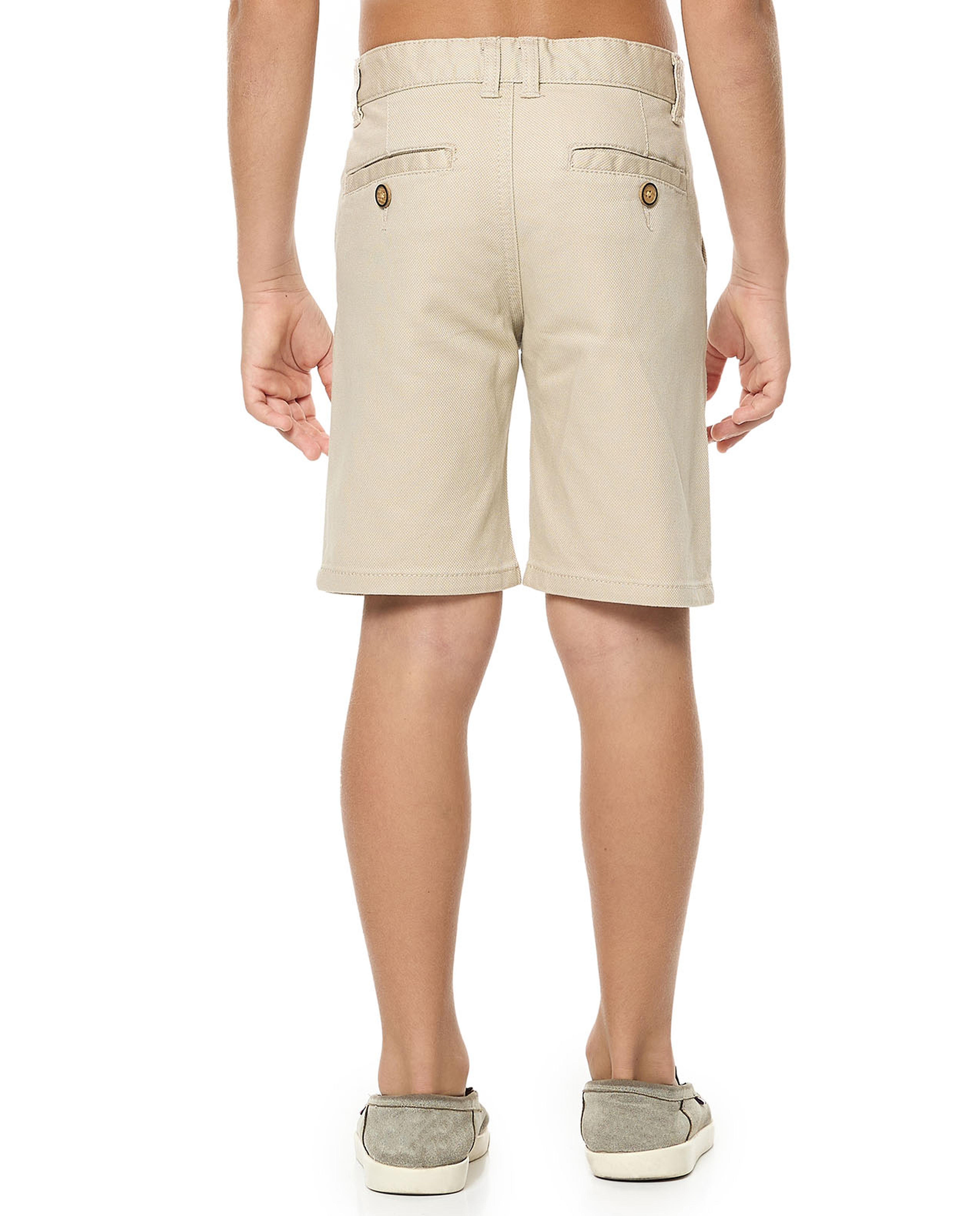 Textured Shorts with Button Closure